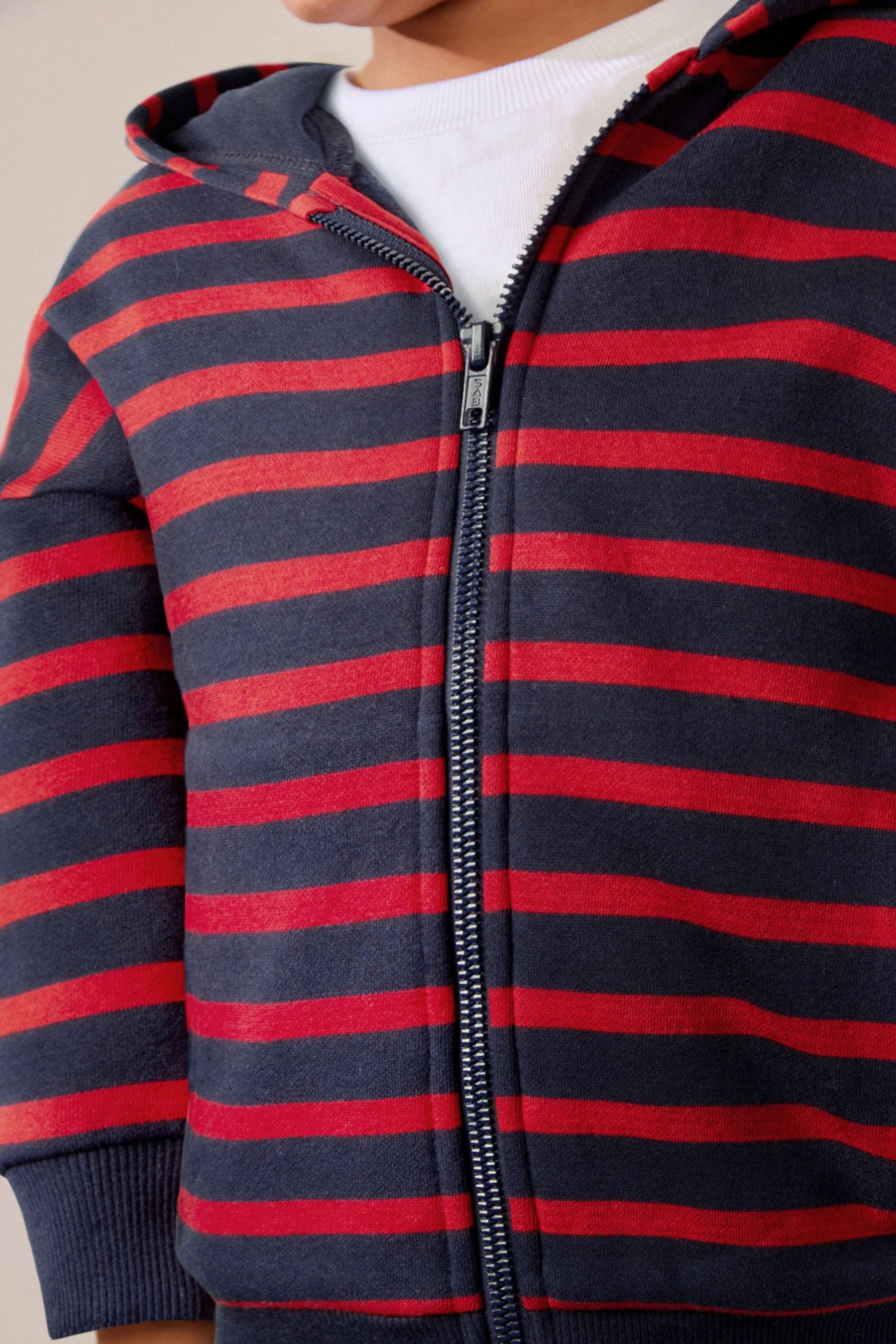 Red/Blue Stripe Zip Through Hoodie (3mths-7yrs)