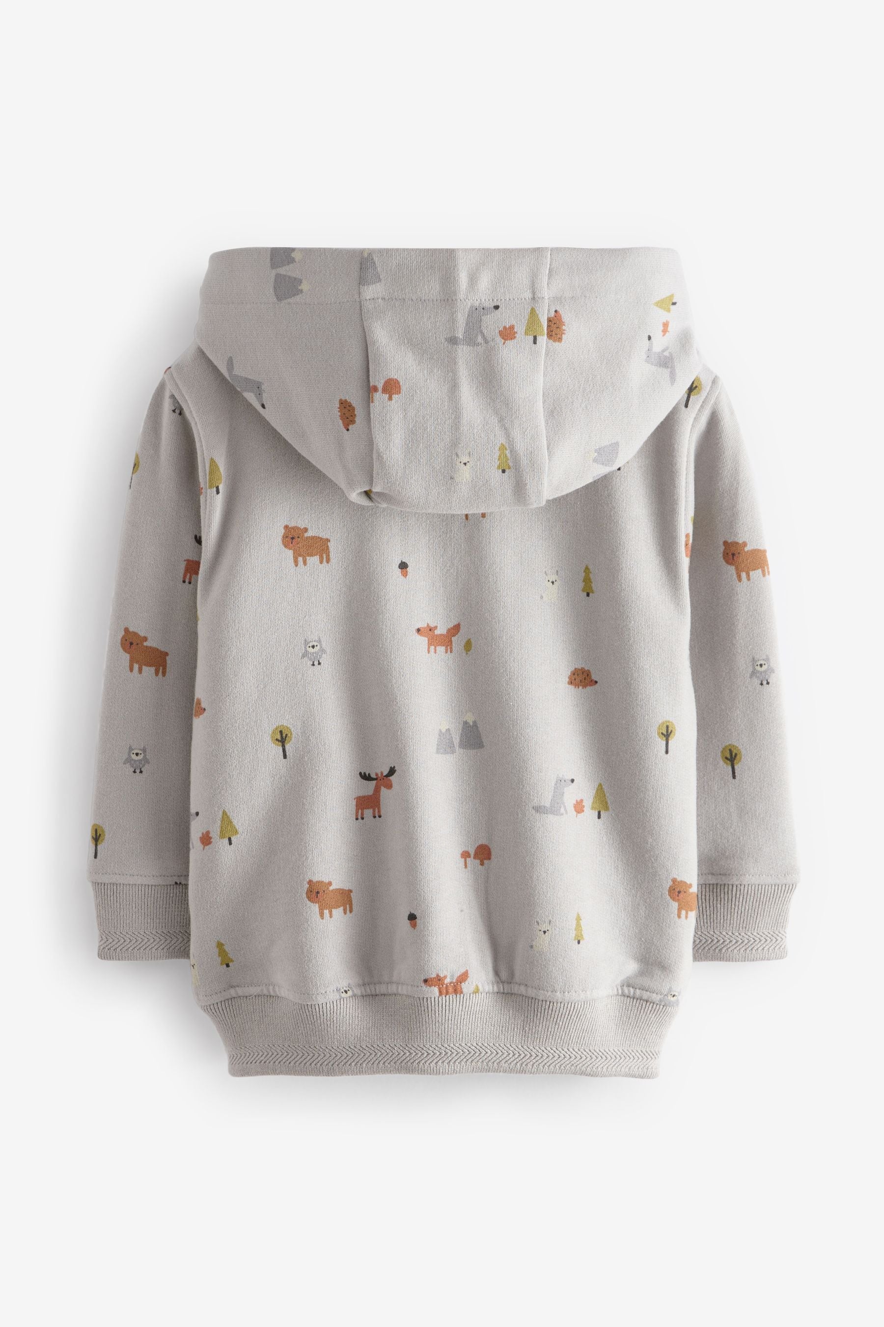 Grey Woodland All-Over Print Jersey Zip Through Hoodie (3mths-7yrs)