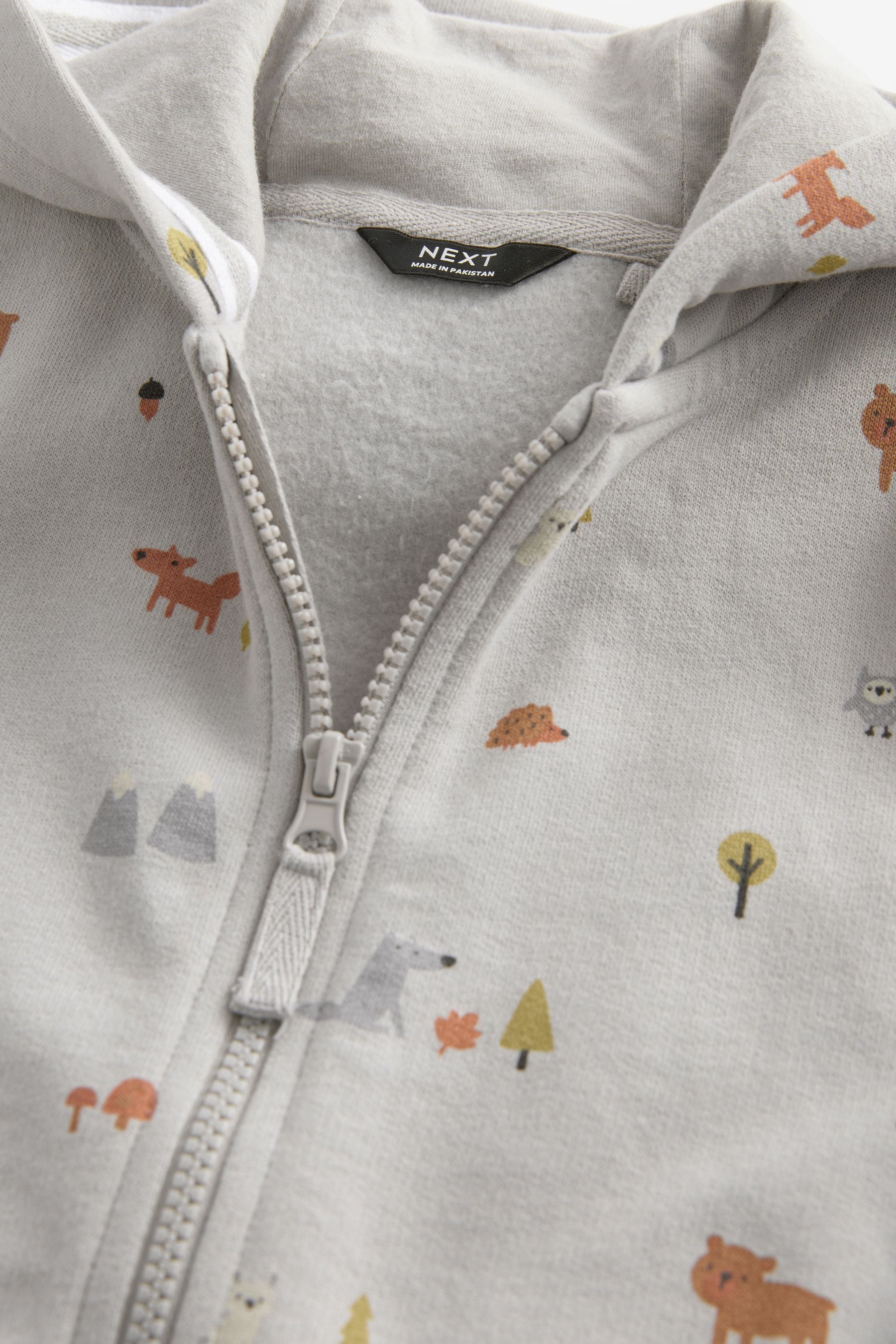 Grey Woodland All-Over Print Jersey Zip Through Hoodie (3mths-7yrs)