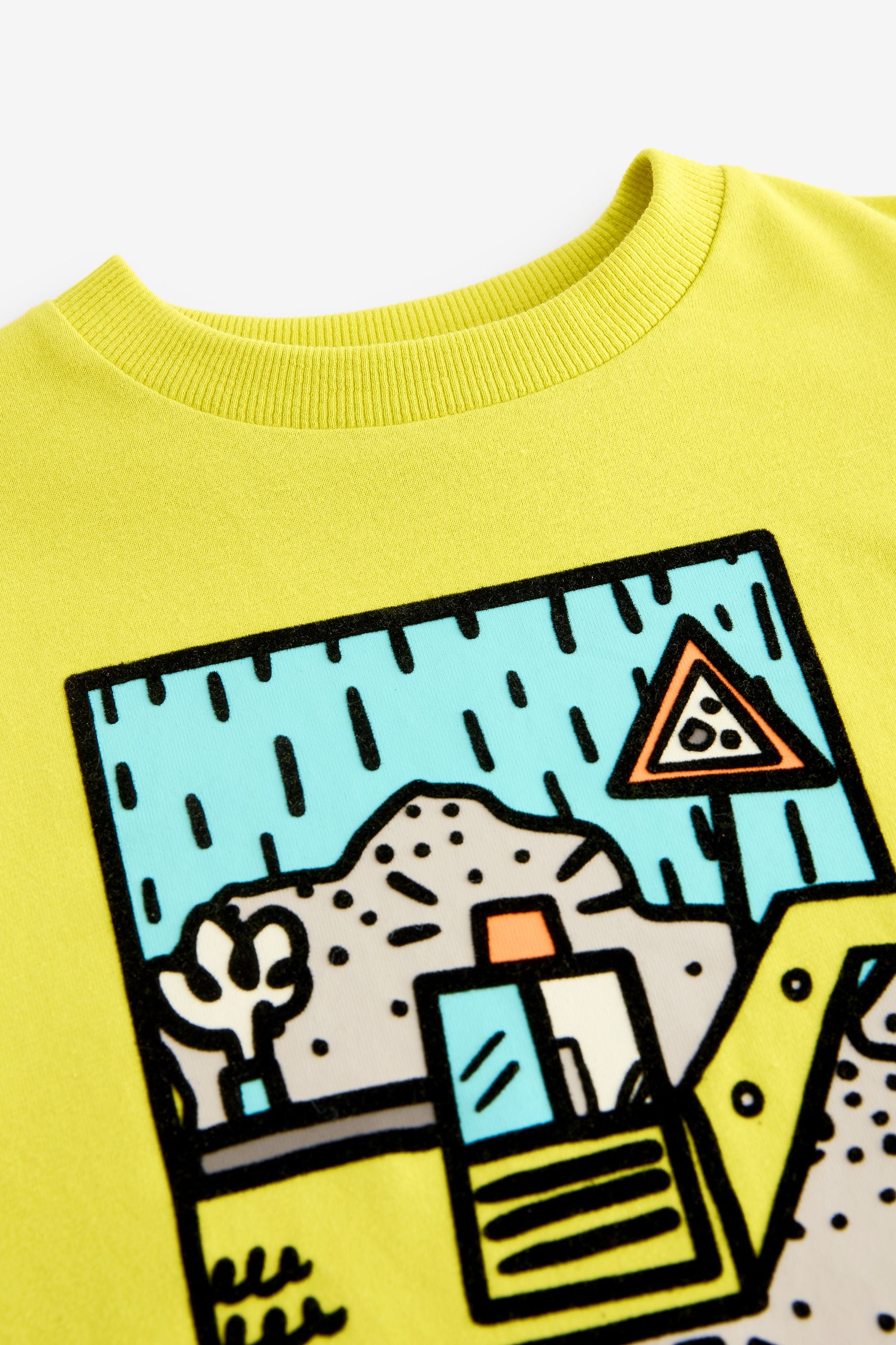 Lime Green Digger 100% Cotton Long Sleeve Transport T-Shirt (3mths-7yrs)