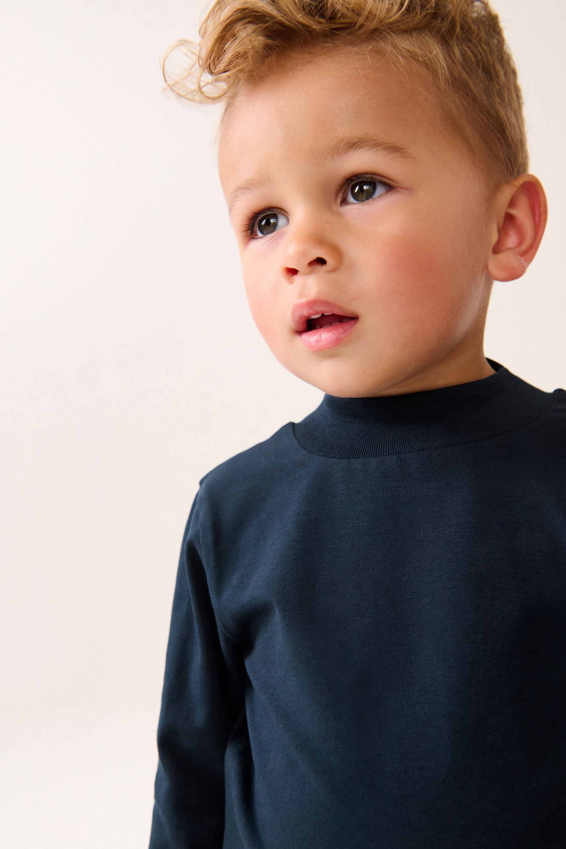 Navy Blue Long Sleeve Turtle Neck T-Shirt (3mths-7yrs)