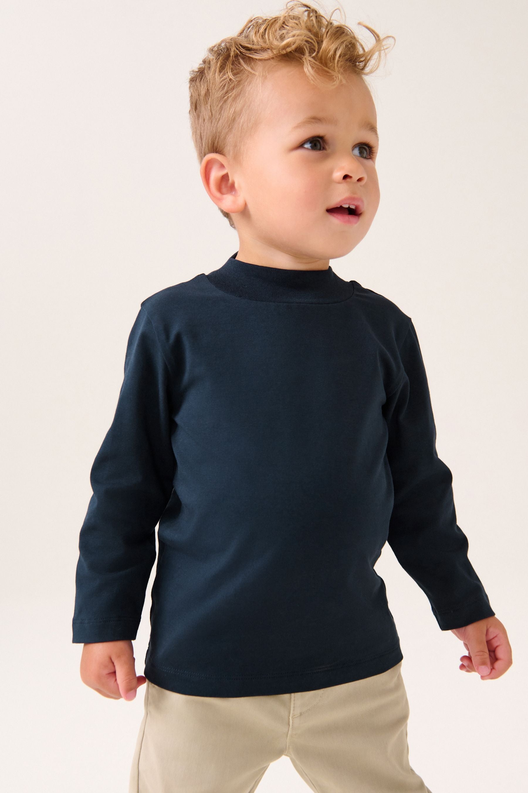 Navy Blue Long Sleeve Turtle Neck T-Shirt (3mths-7yrs)