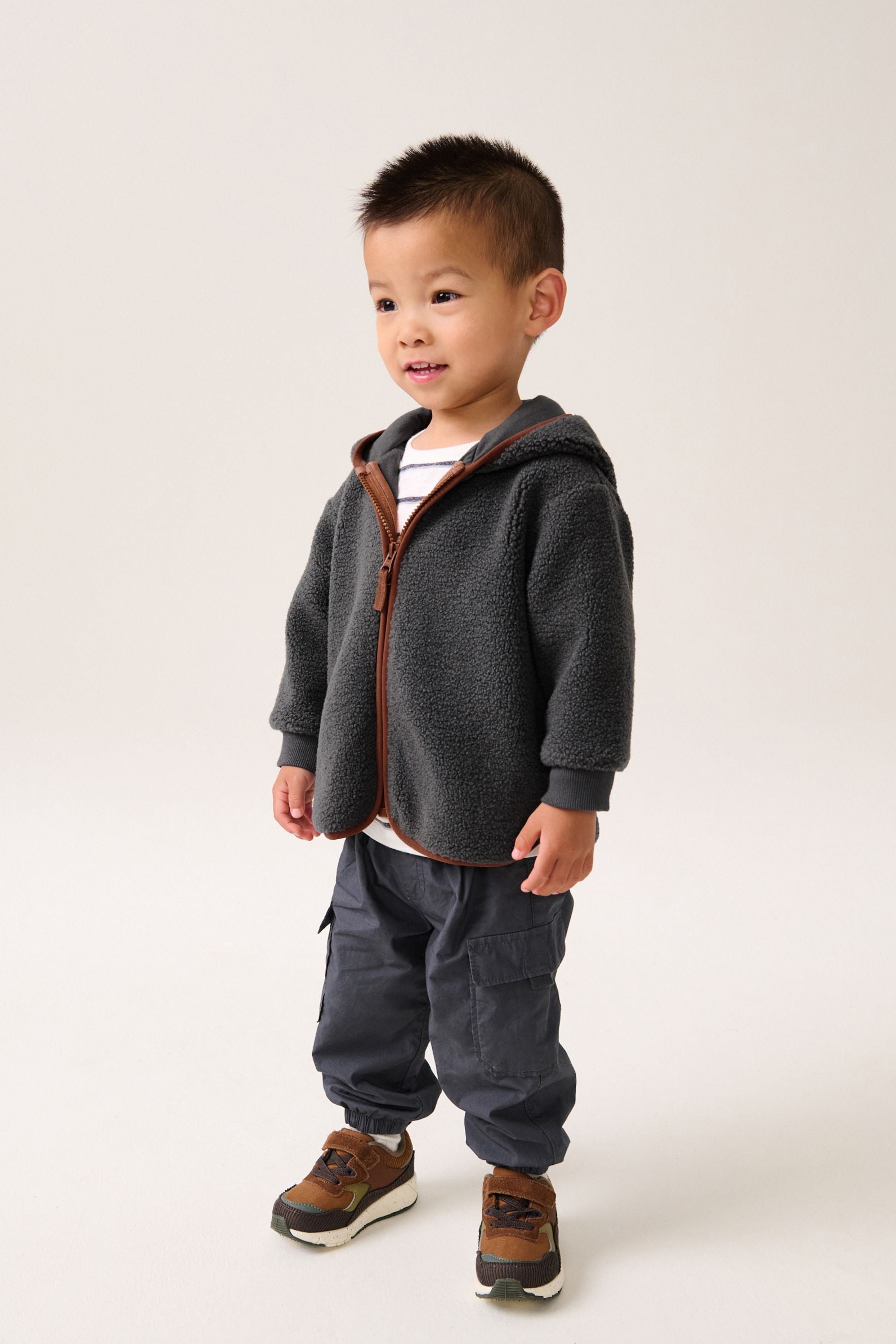 Grey Fleece Zip Through Hooded Jacket (3mths-7yrs)