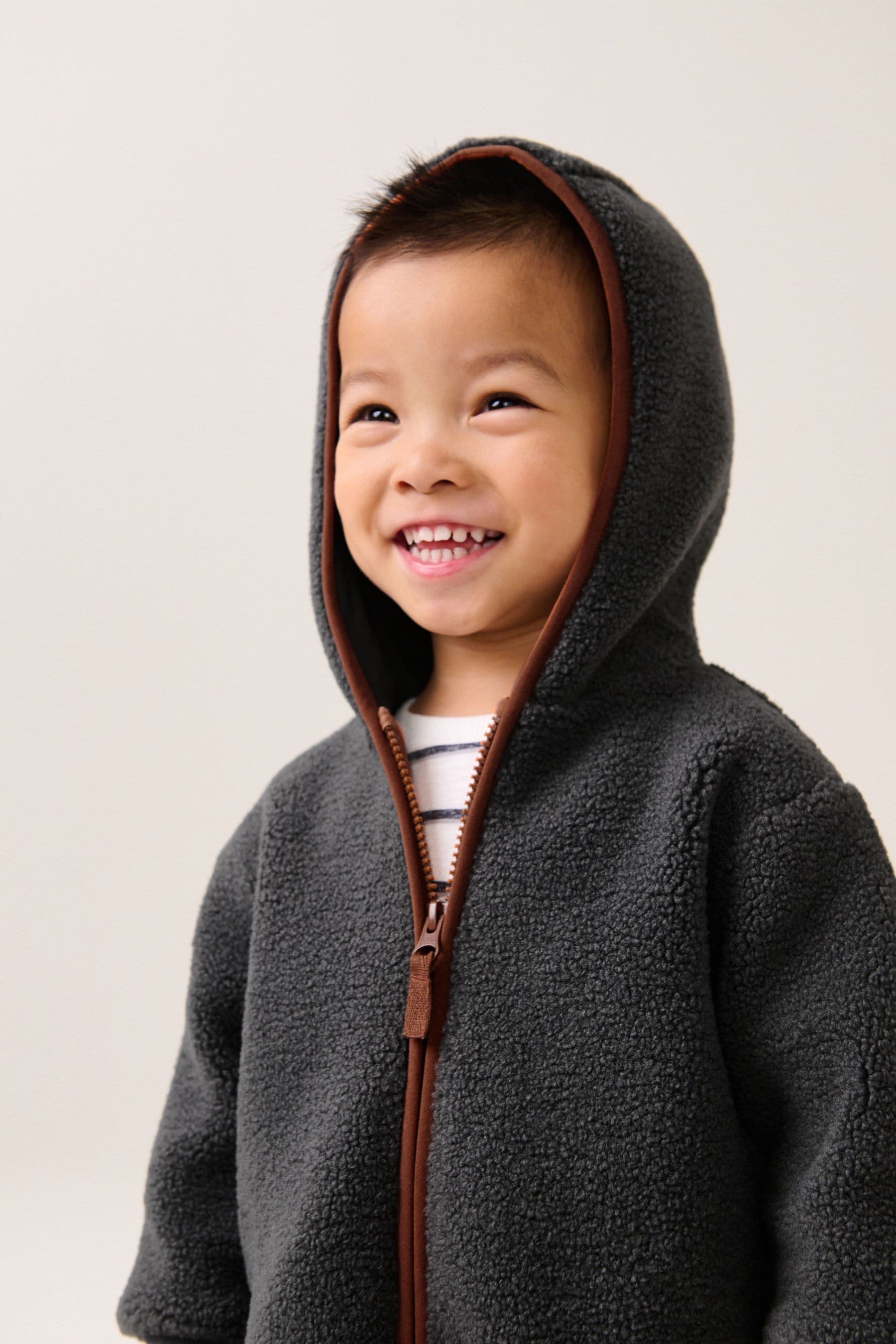 Grey Fleece Zip Through Hooded Jacket (3mths-7yrs)