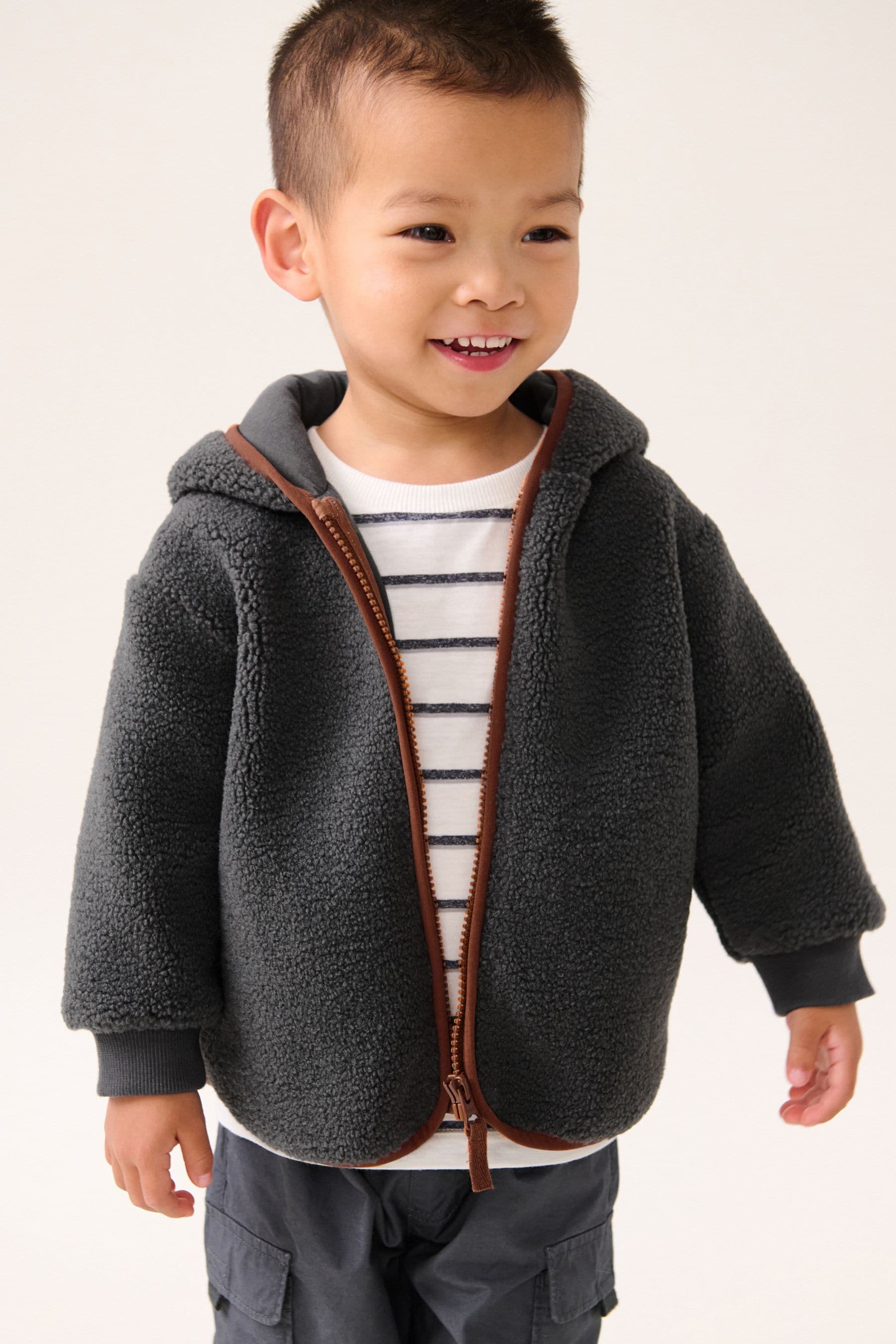 Grey Fleece Zip Through Hooded Jacket (3mths-7yrs)