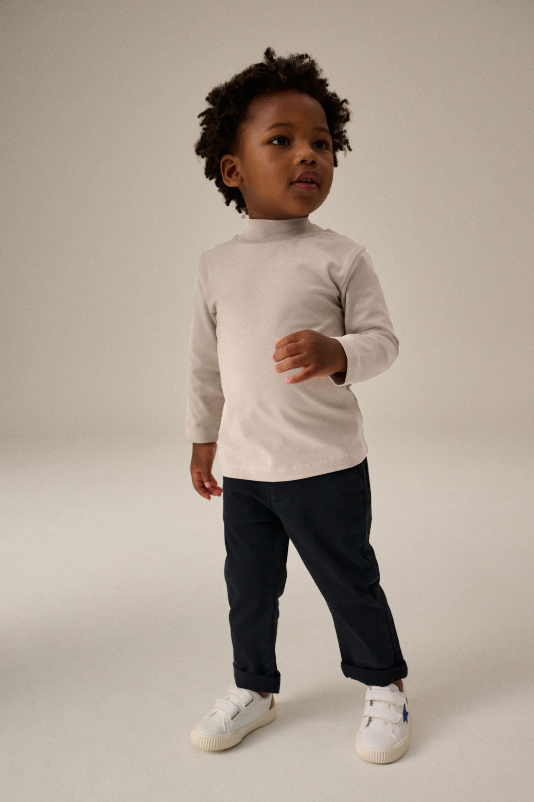 Neutral Long Sleeve Turtle Neck T-Shirt (3mths-7yrs)