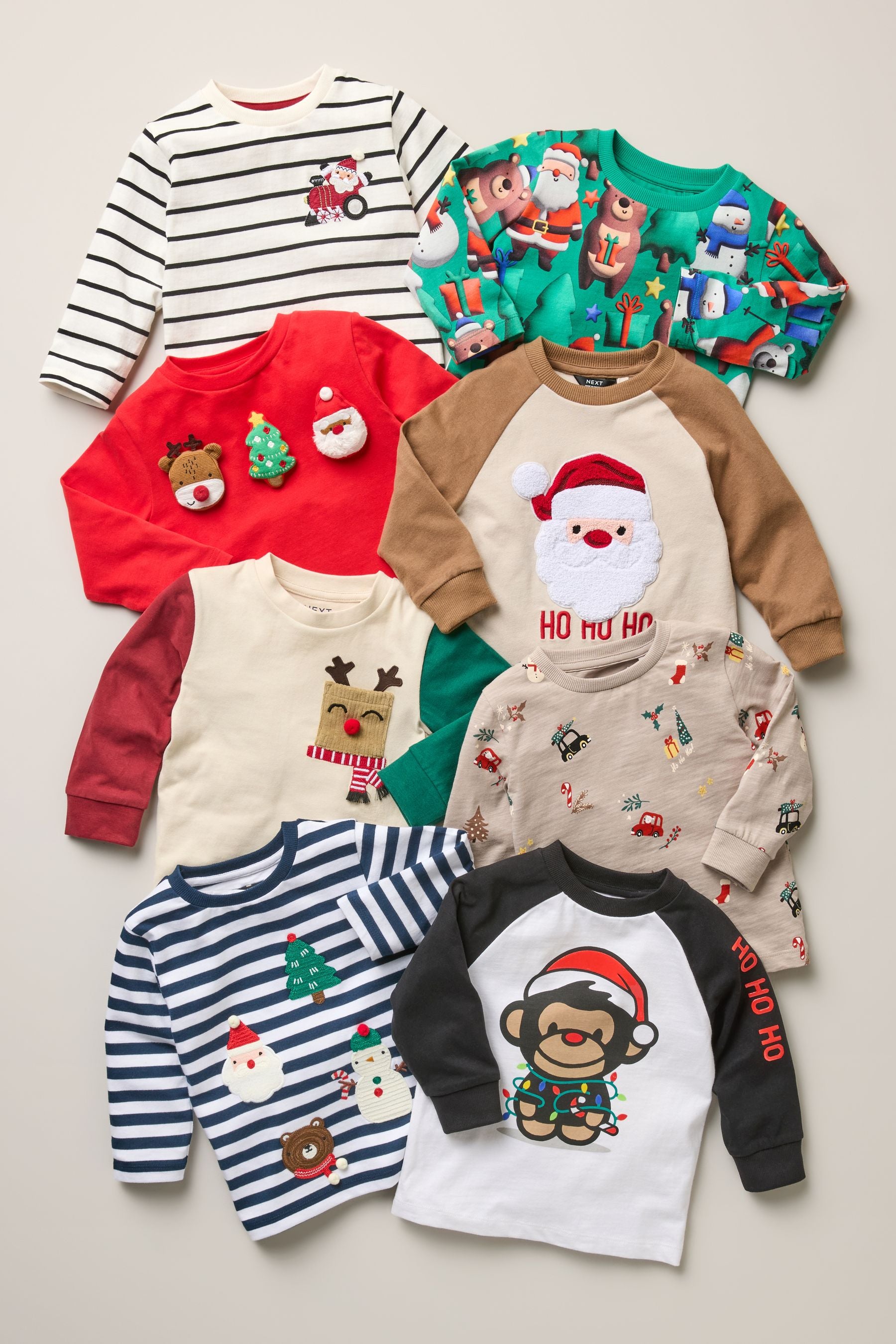 Red Long Sleeve Christmas 100% Cotton T-Shirt (3mths-7yrs)