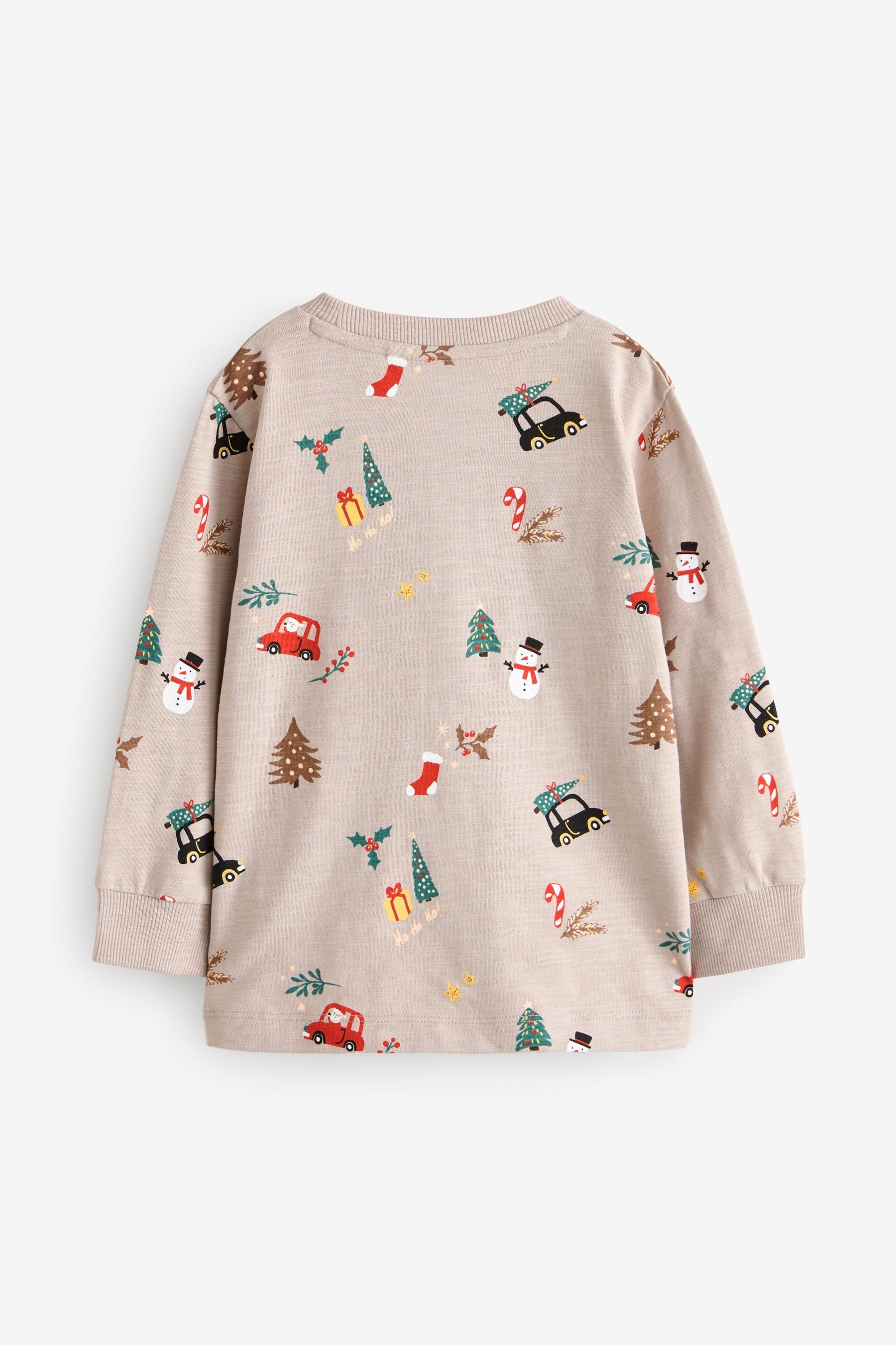 Natural Long Sleeve Christmas 100% Cotton T-Shirt (3mths-7yrs)