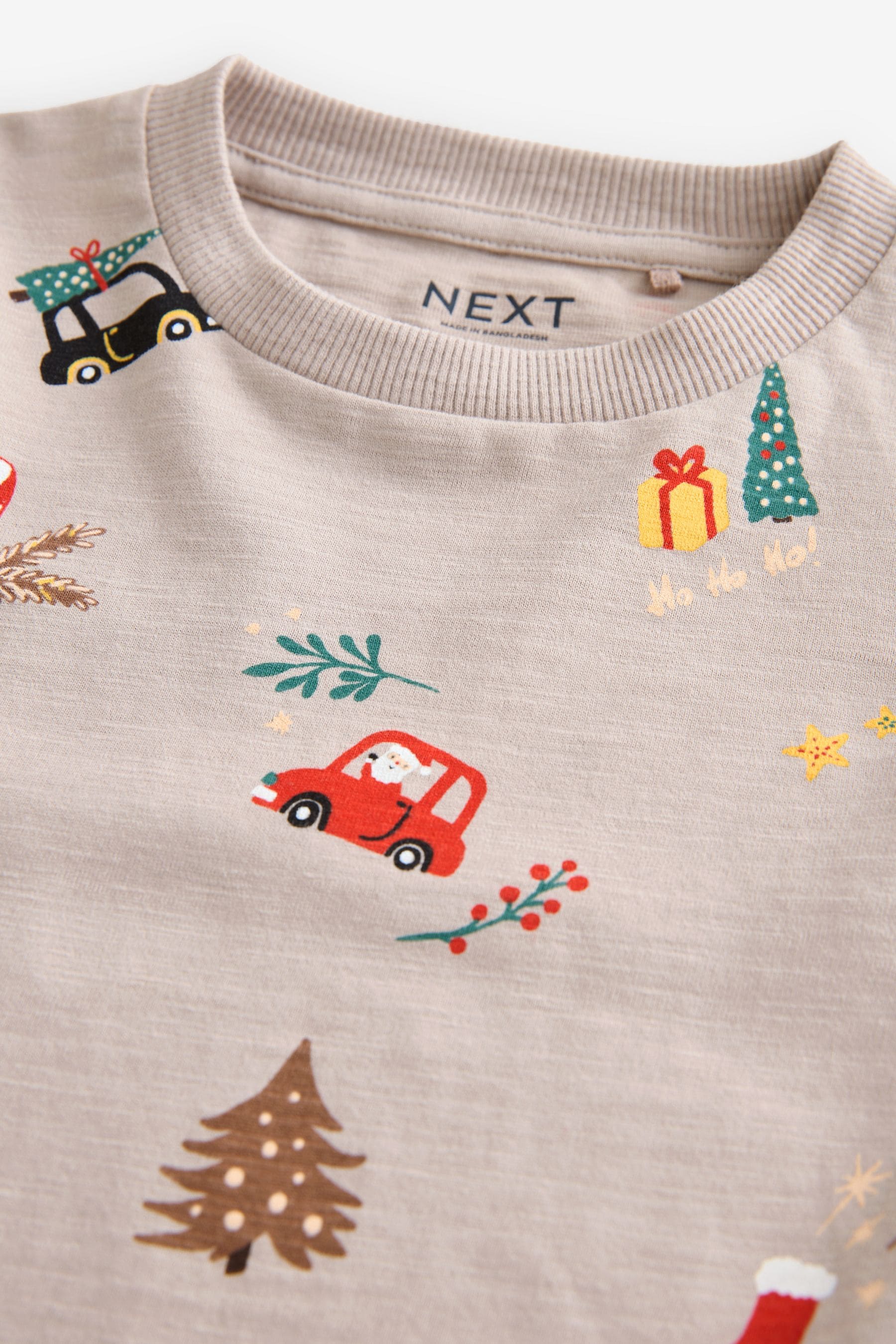 Natural Long Sleeve Christmas 100% Cotton T-Shirt (3mths-7yrs)