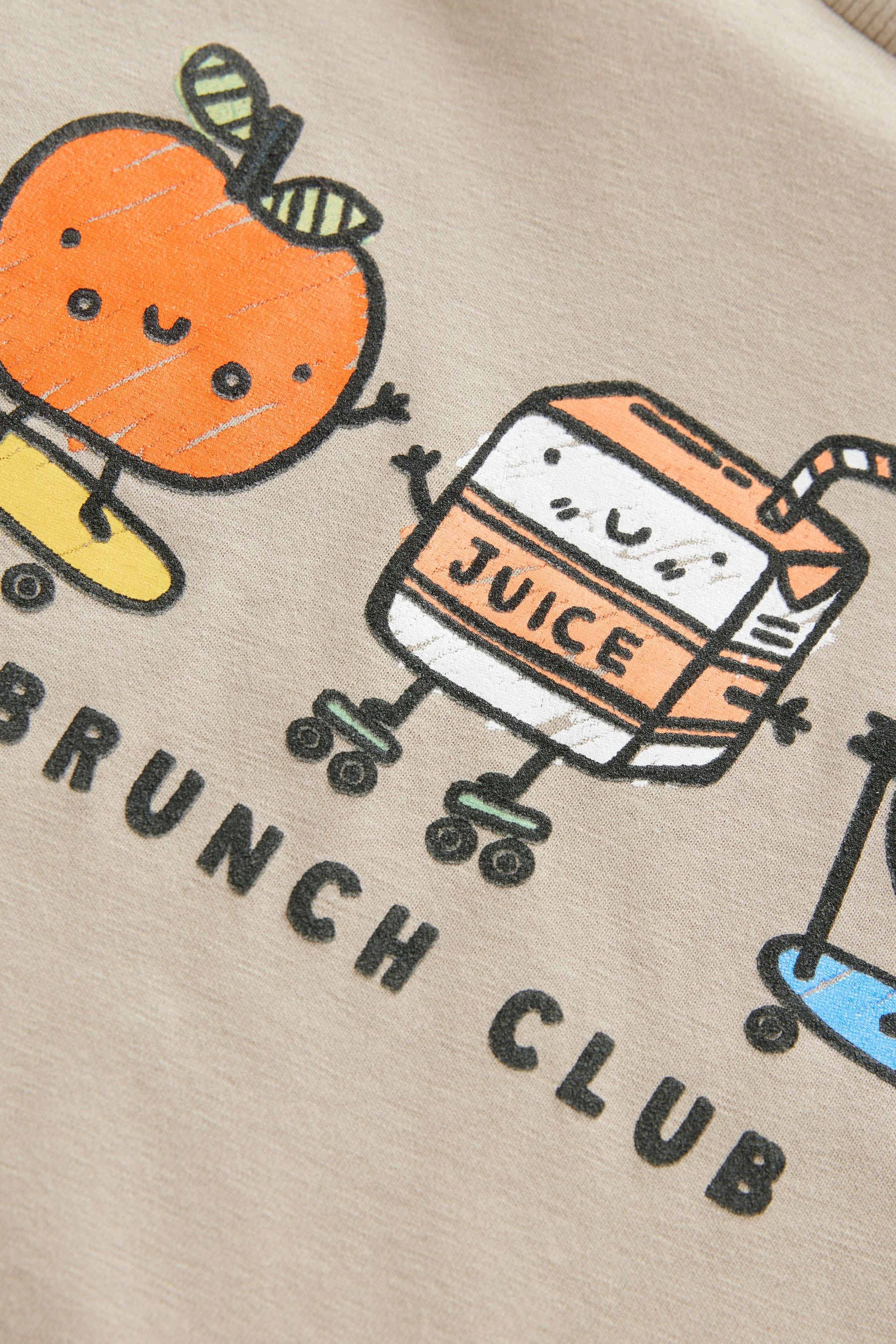 Neutral Brunch Club 100% Cotton Long Sleeve Character T-Shirt (3mths-7yrs)