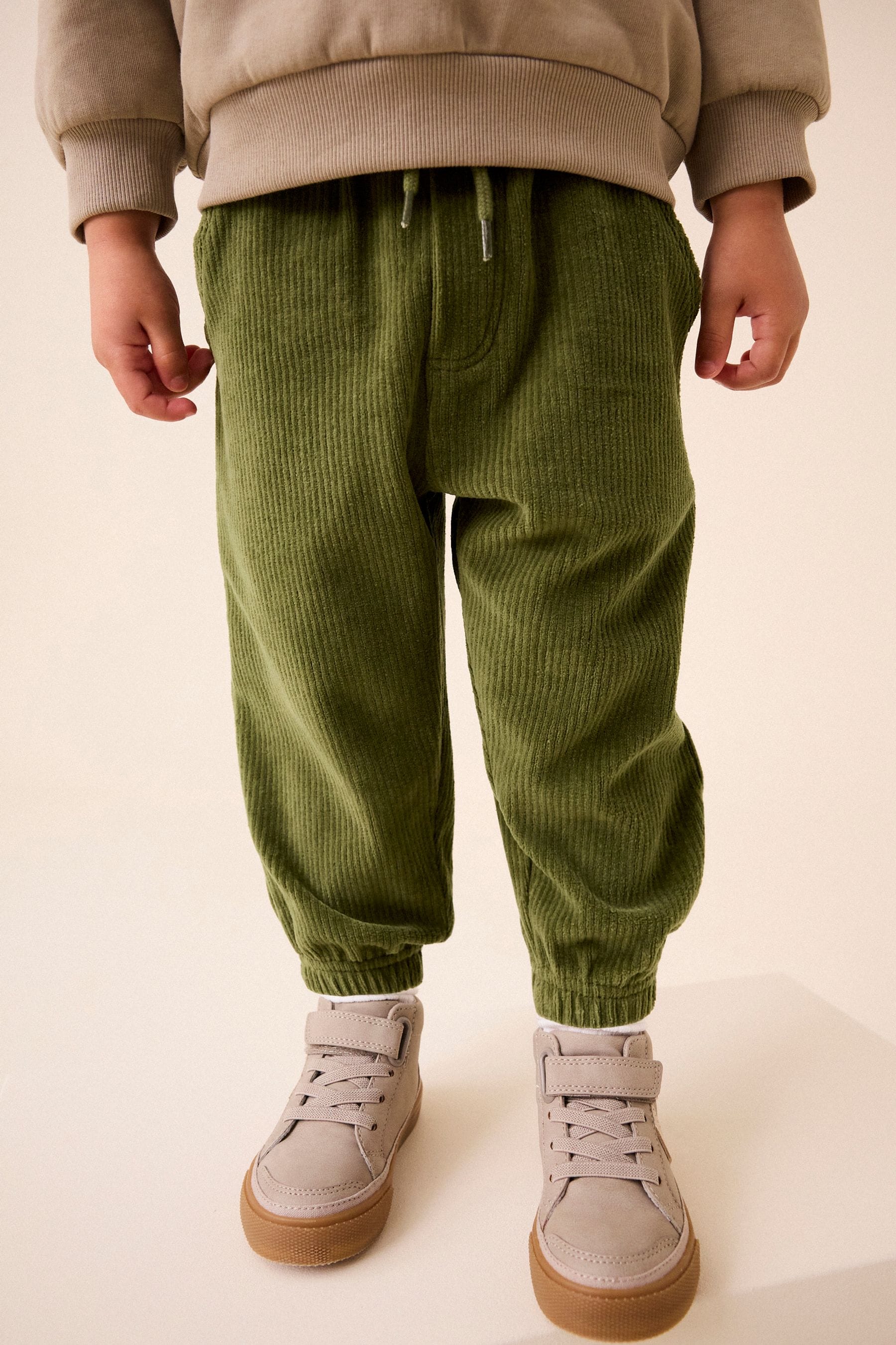 Khaki Green Cord Jersey Cuffed Joggers (3mths-7yrs)