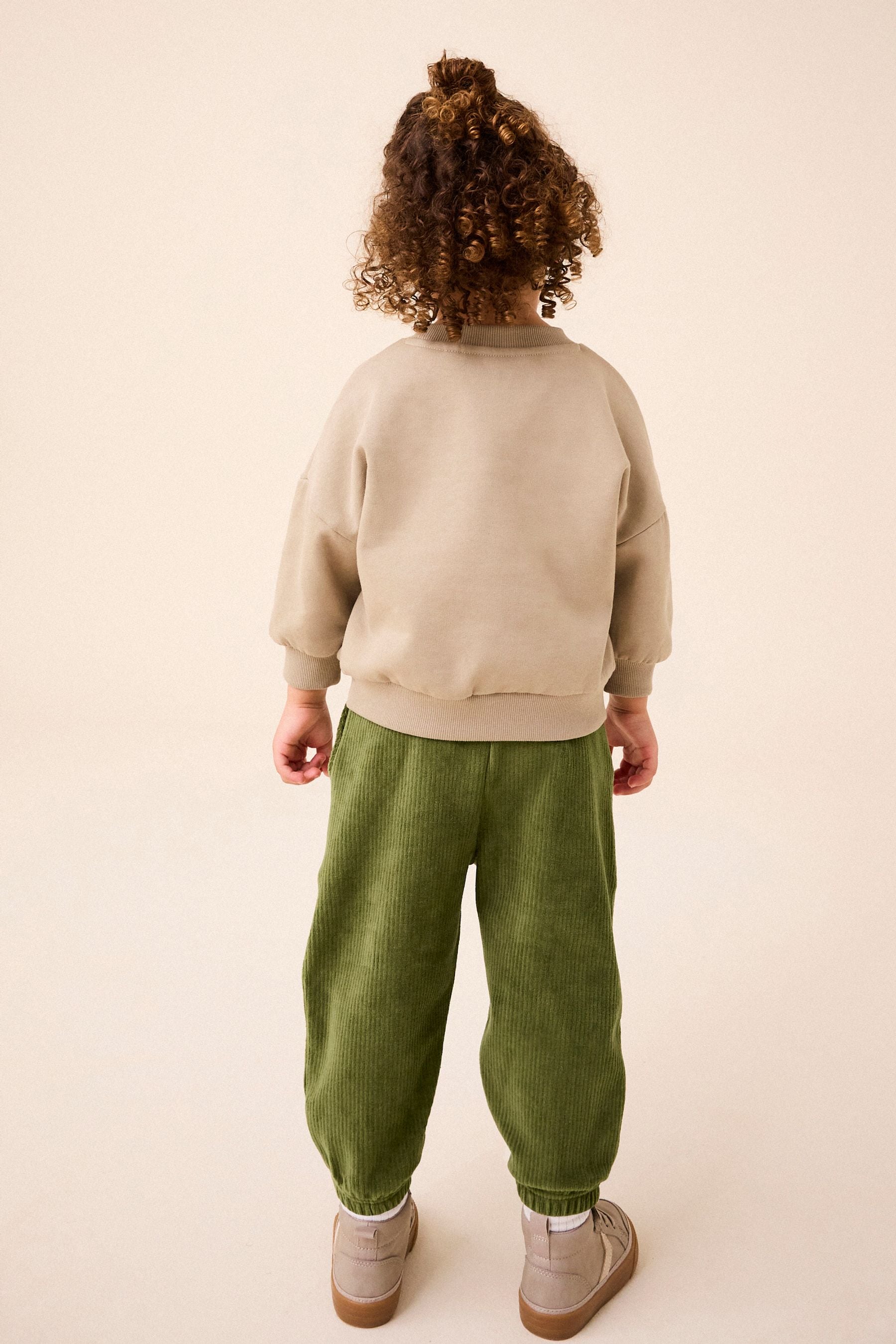 Khaki Green Cord Jersey Cuffed Joggers (3mths-7yrs)