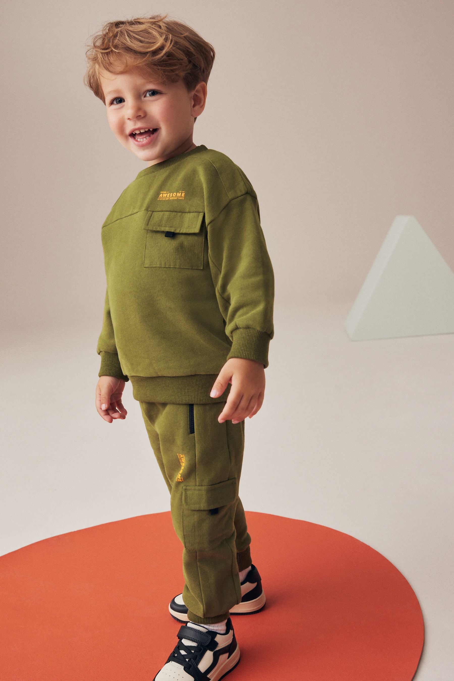 Khaki Green Utility Sweatshirt and Joggers Set (3mths-7yrs)