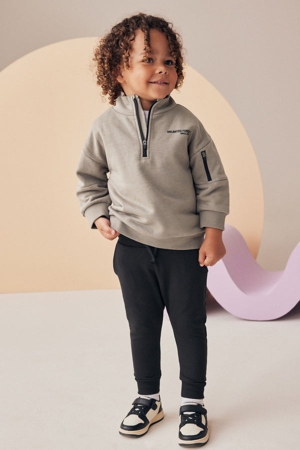 Mink Brown Funnel Zip Neck Sweatshirt and Joggers Set (3mths-7yrs)