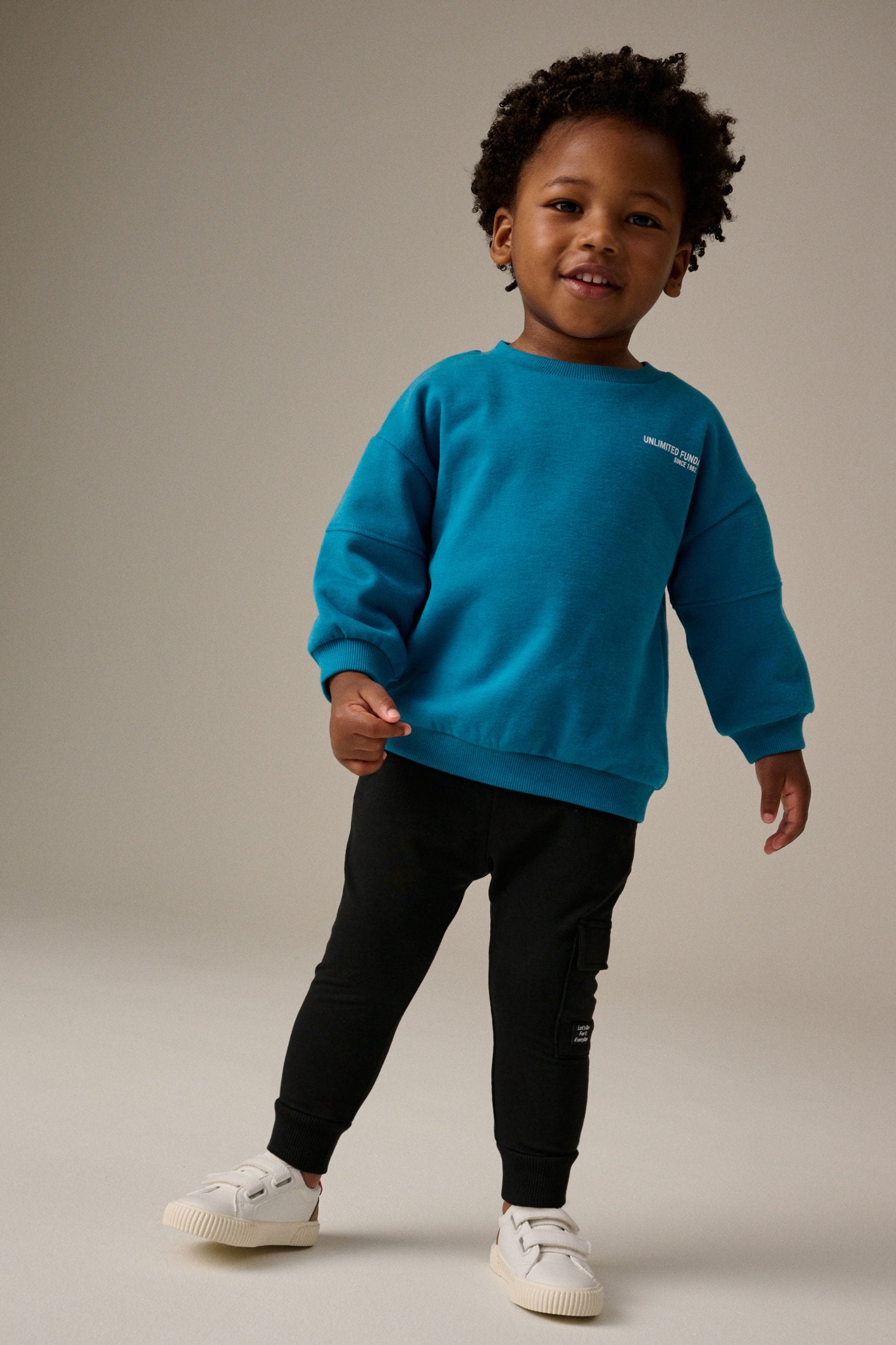 Teal Blue/Black Utility Sweatshirt and Super Skinny Joggers Set (3mths-7yrs)