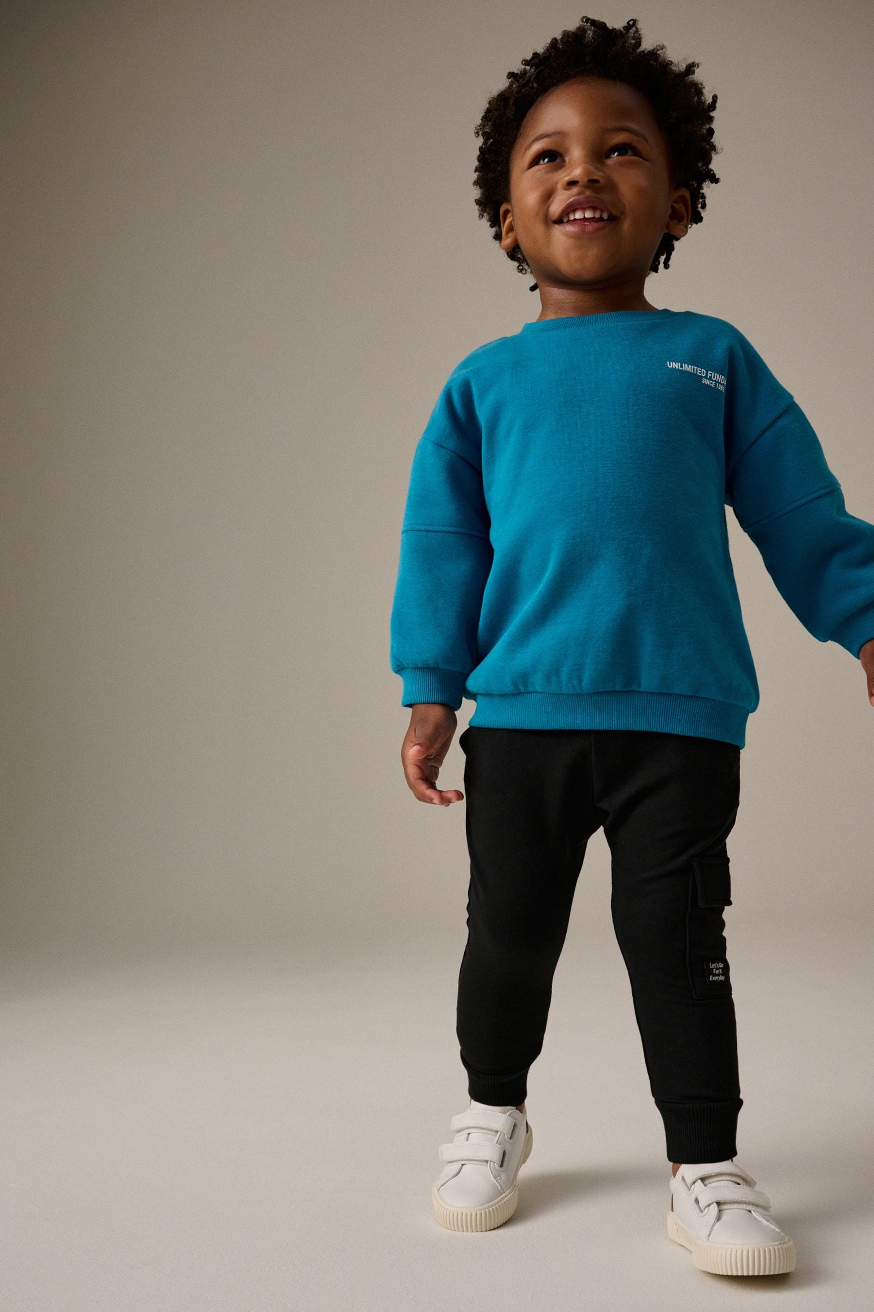 Teal Blue/Black Utility Sweatshirt and Super Skinny Joggers Set (3mths-7yrs)