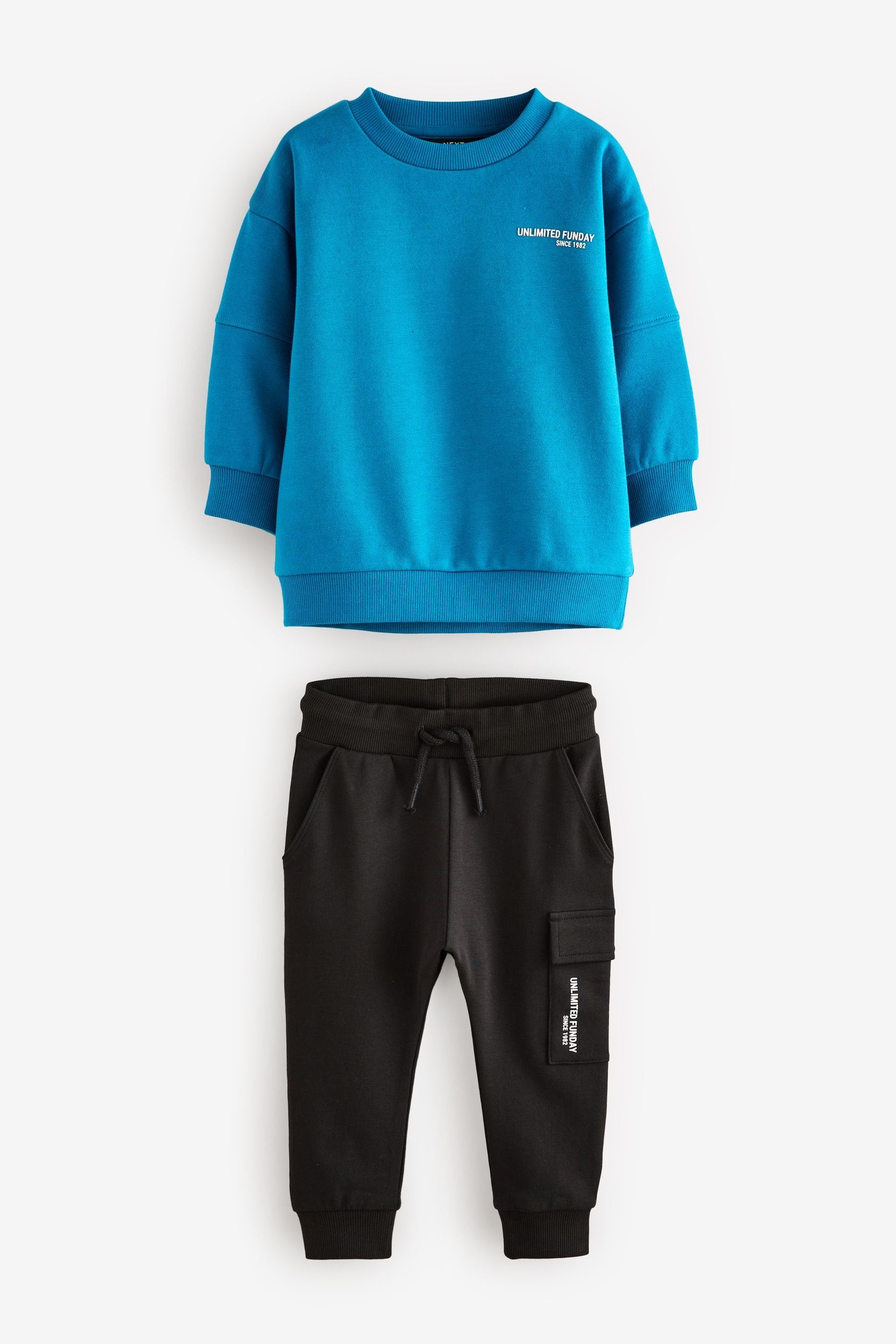 Teal Blue/Black Utility Sweatshirt and Super Skinny Joggers Set (3mths-7yrs)