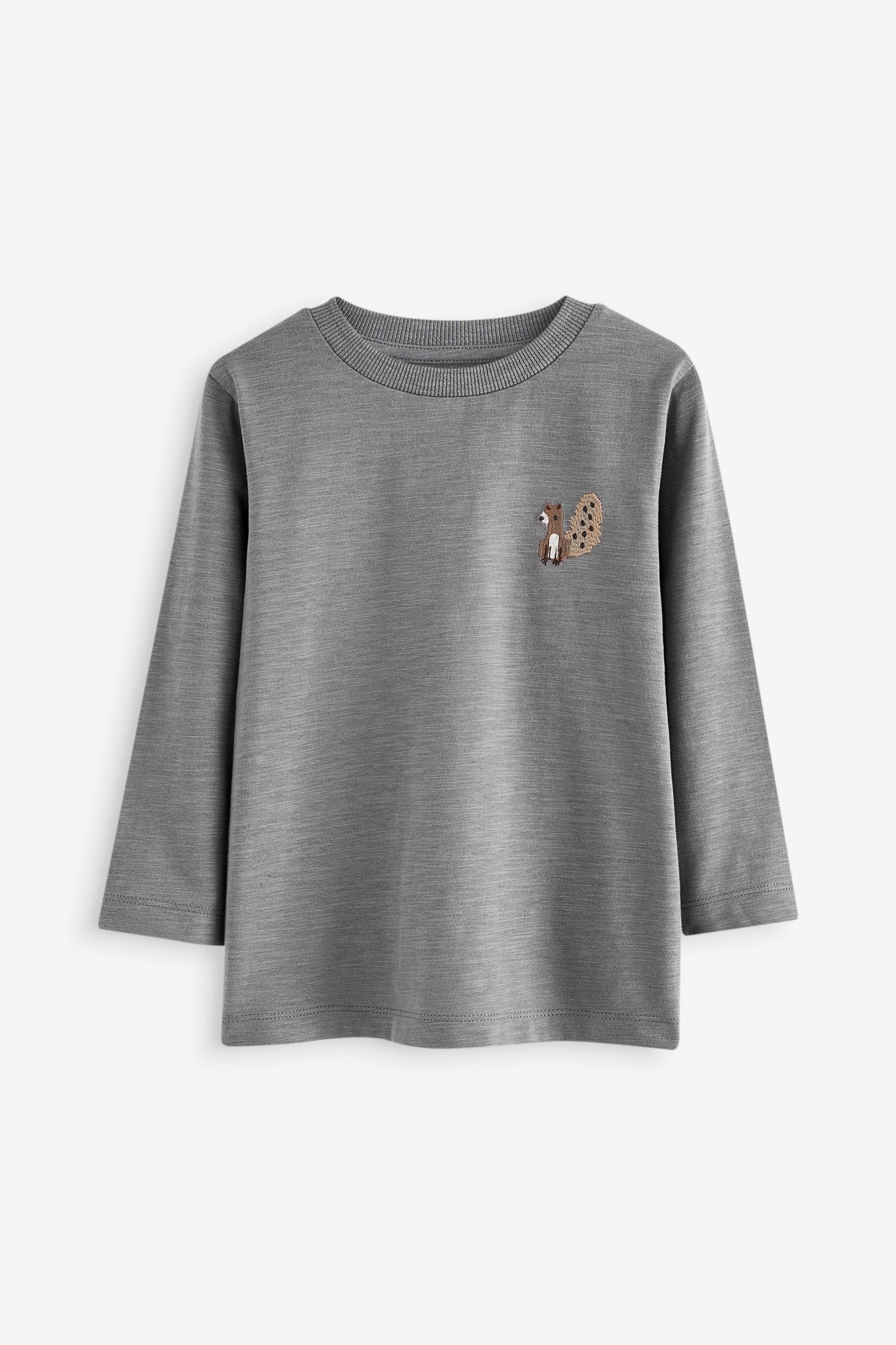 Grey/Brown Woodland Animal 100% Cotton Long Sleeve Character T-Shirts 4 Pack (3mths-7yrs)