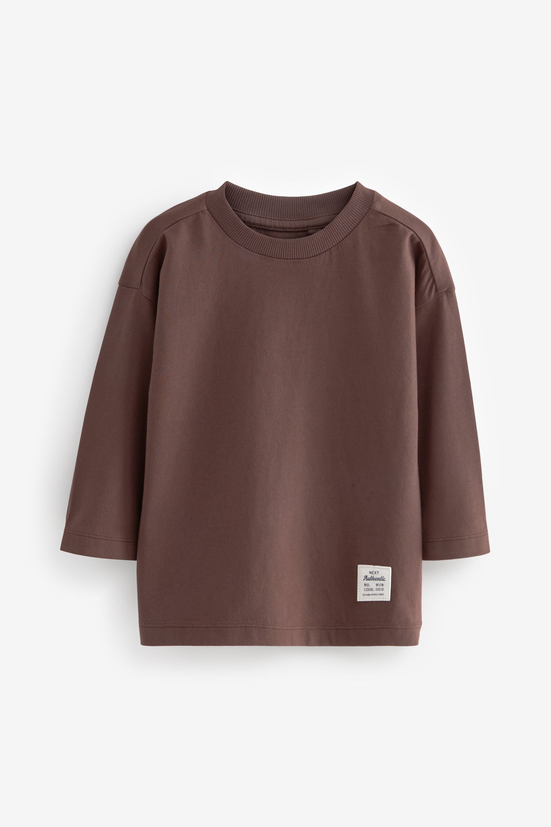 Rust Brown 100% Cotton Plain Long Sleeve T-Shirts 5 Pack (3mths-7yrs)