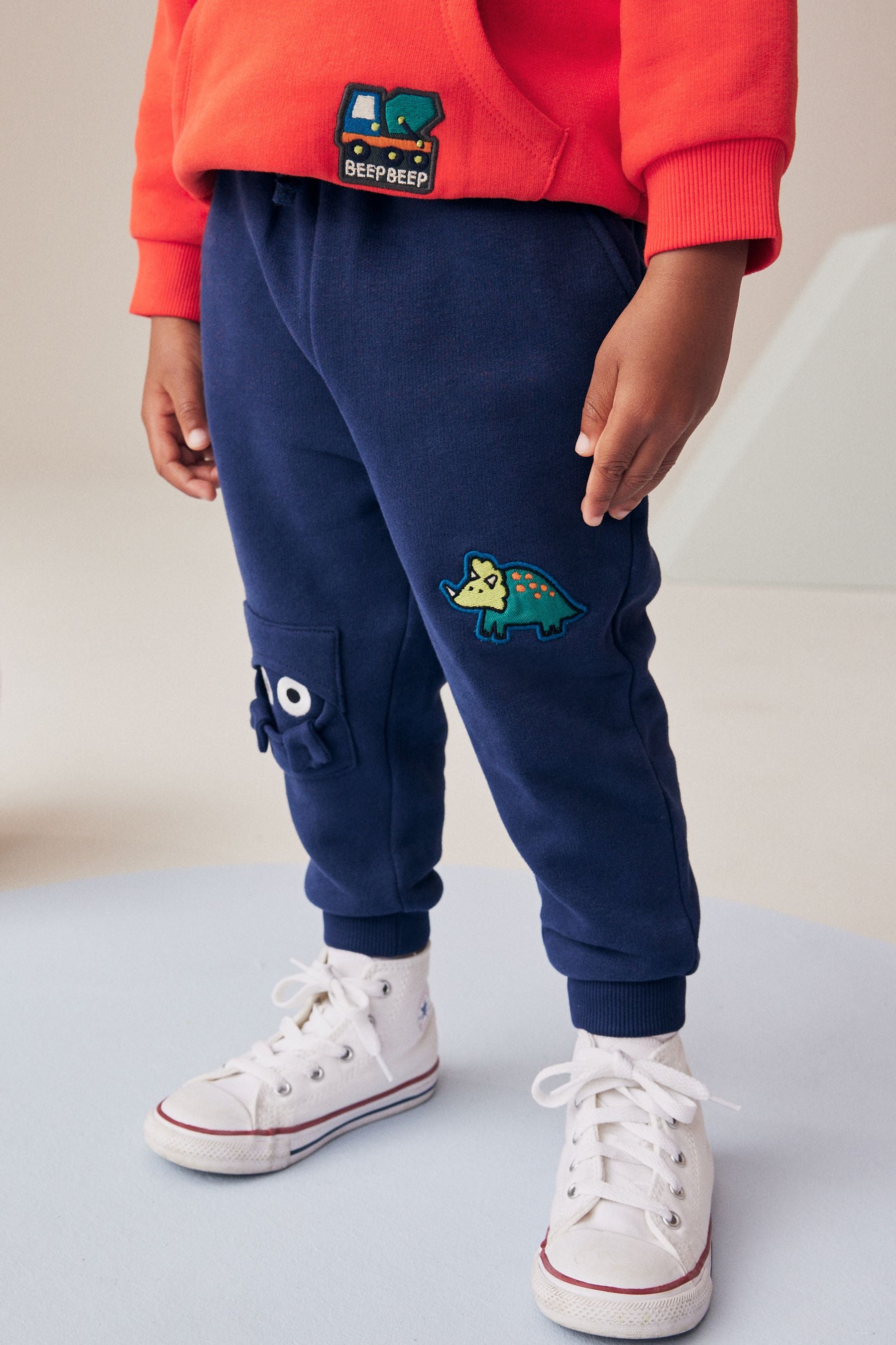 Red/Navy Blue Character Badges Hoodie and Joggers Set (3mths-7yrs)