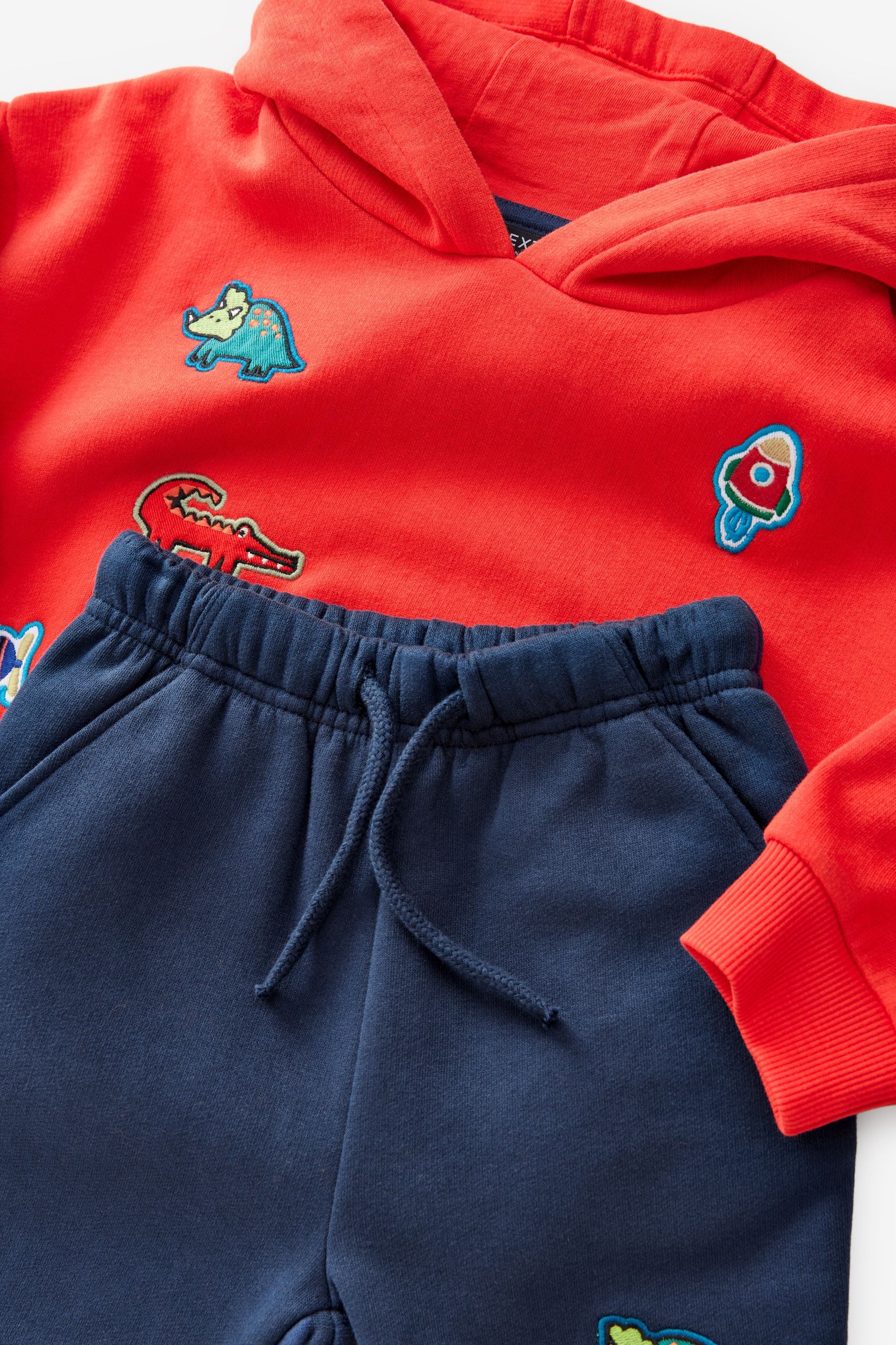 Red/Navy Blue Character Badges Hoodie and Joggers Set (3mths-7yrs)