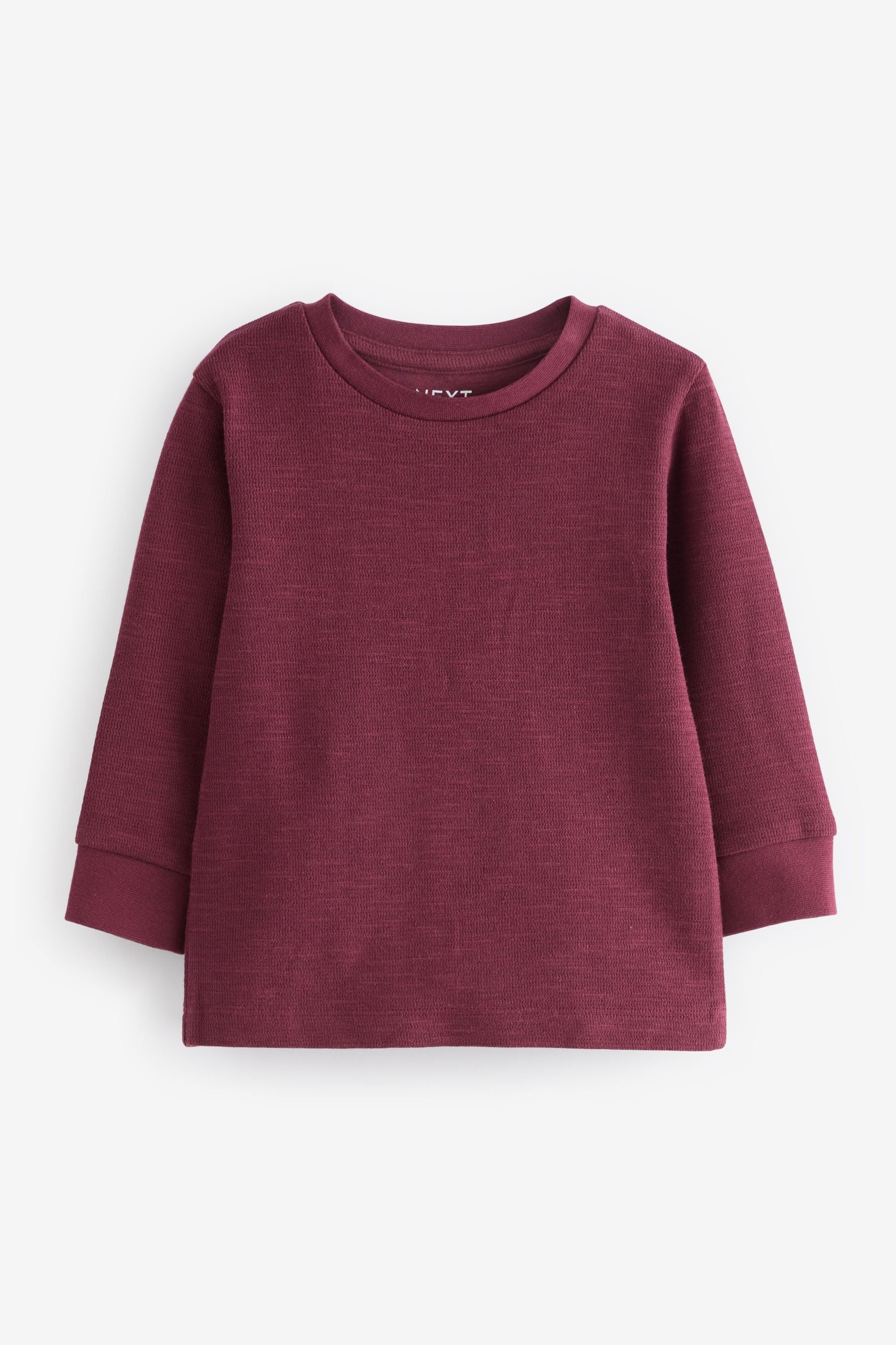 Burgundy Red 100% Cotton Long Sleeve T-Shirts 3 Pack (3mths-7yrs)