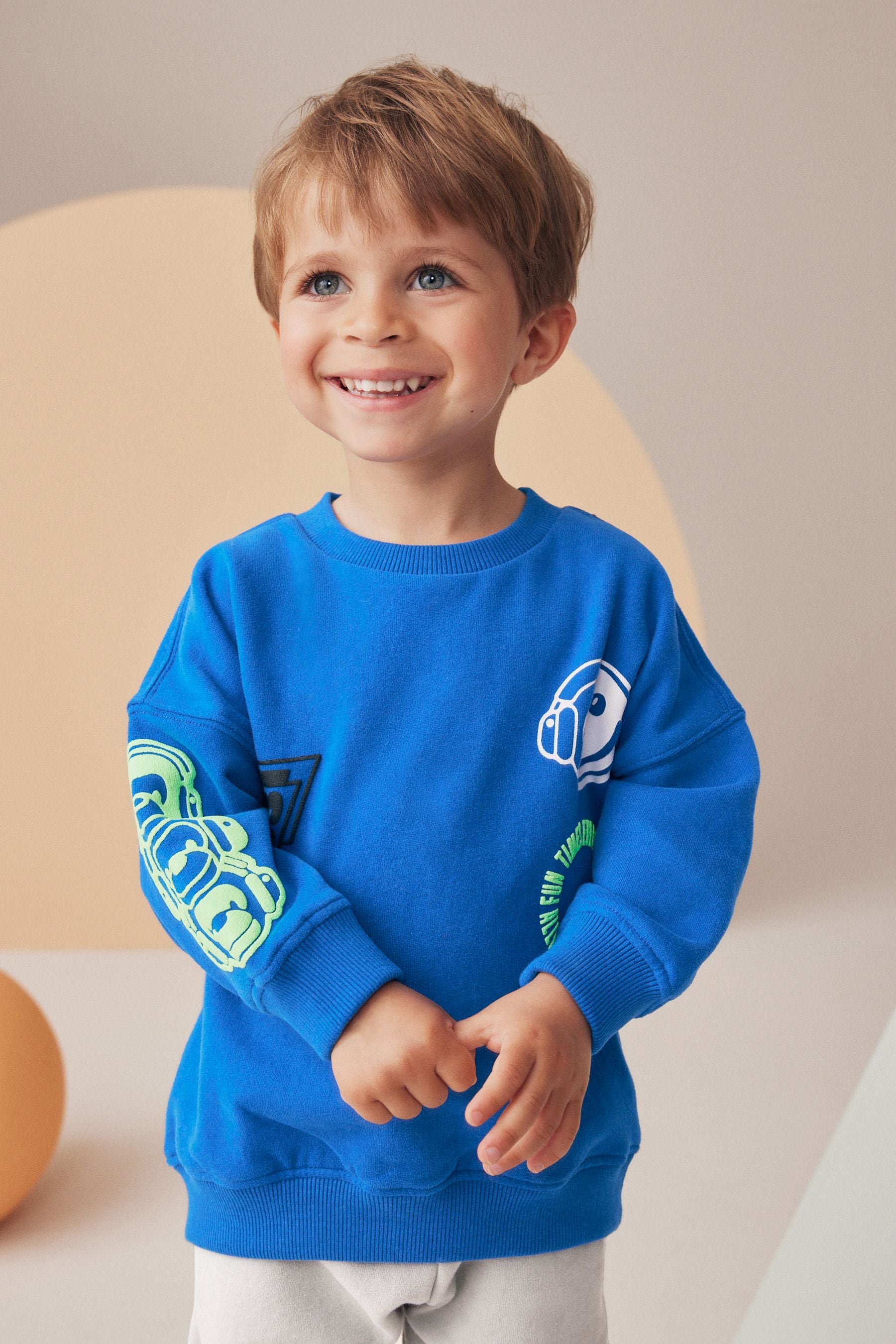 Cobalt Blue Monkey Placement Sweatshirt and Utility Joggers Set (3mths-7yrs)