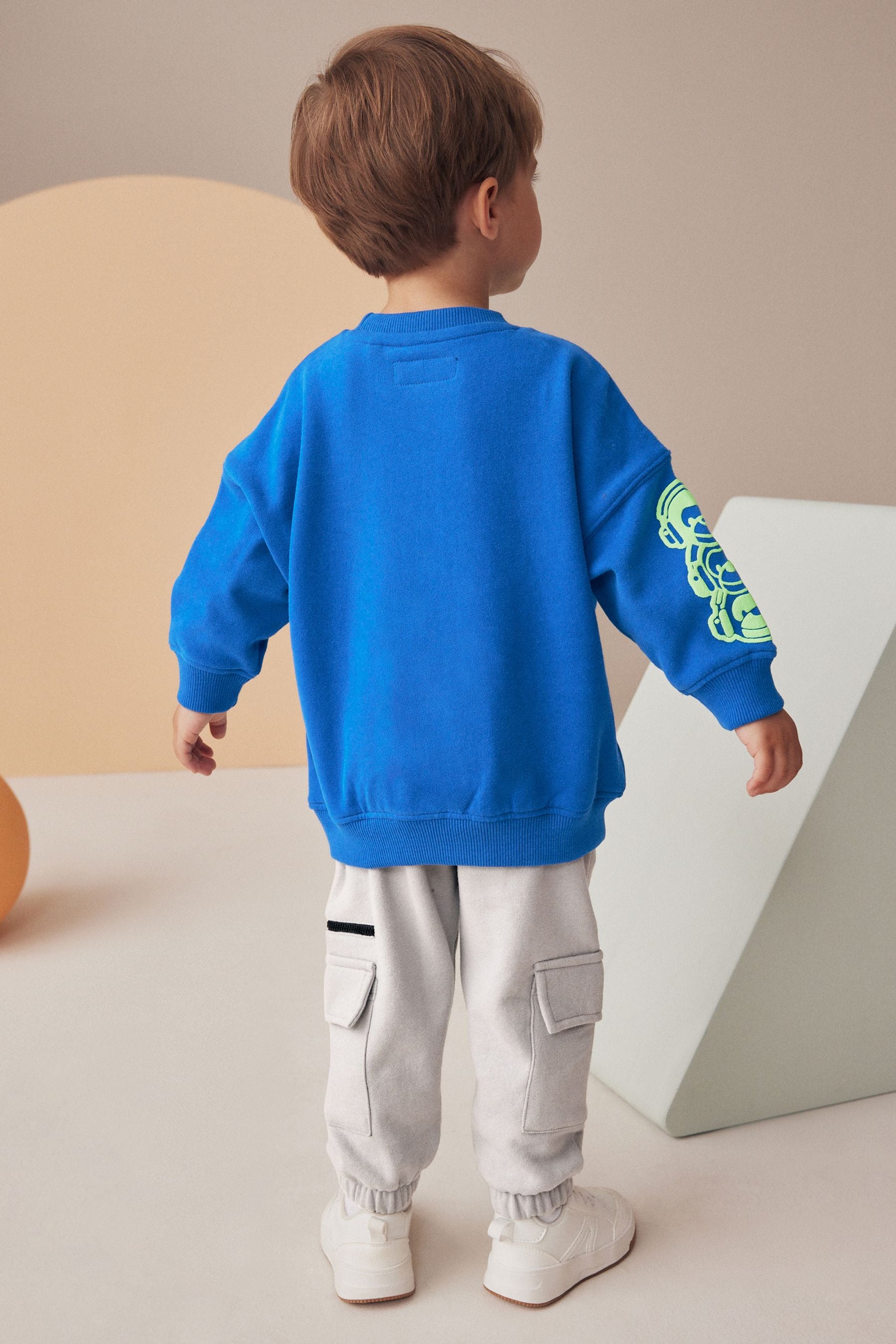 Cobalt Blue Monkey Placement Sweatshirt and Utility Joggers Set (3mths-7yrs)