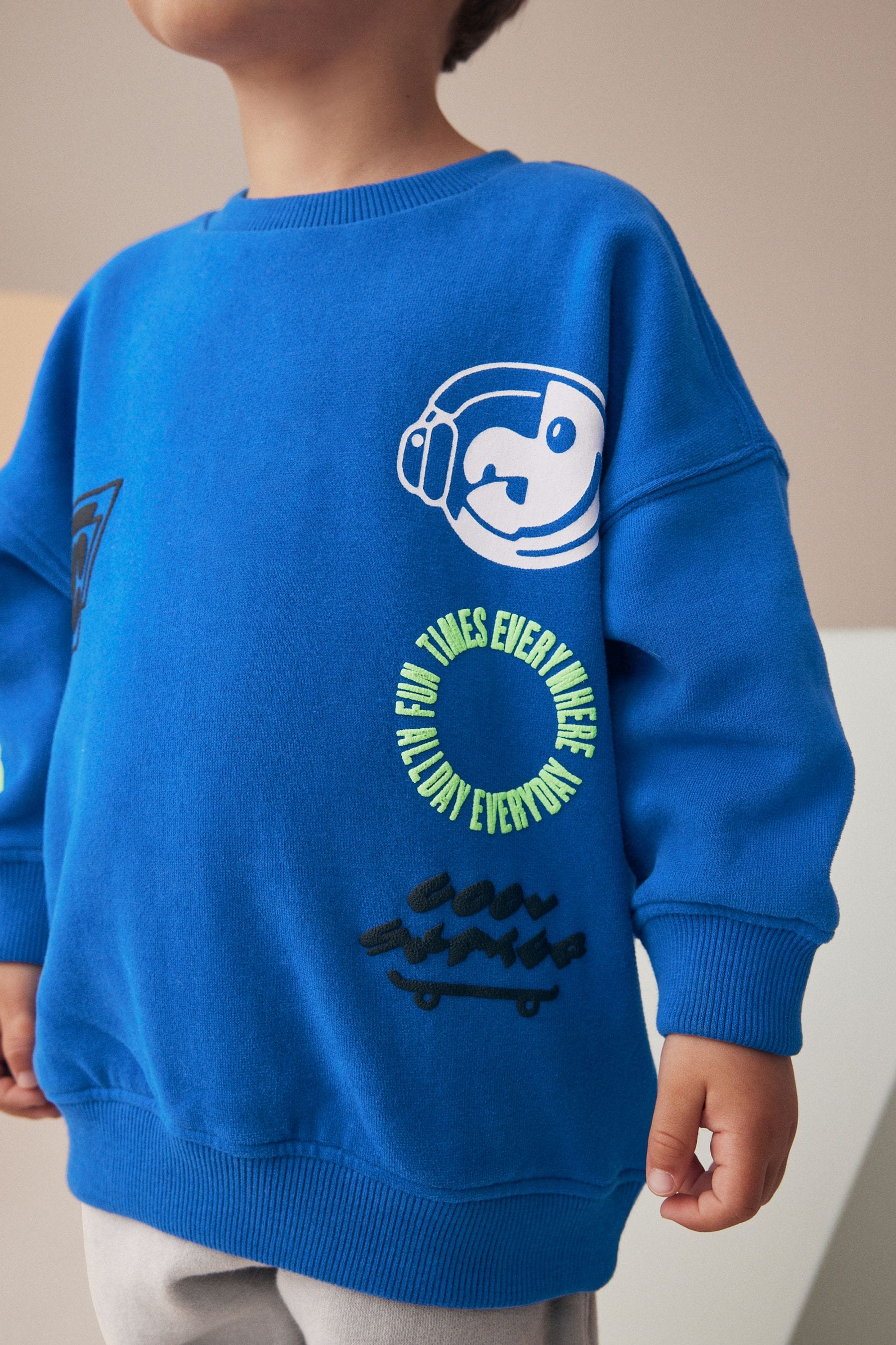 Cobalt Blue Monkey Placement Sweatshirt and Utility Joggers Set (3mths-7yrs)