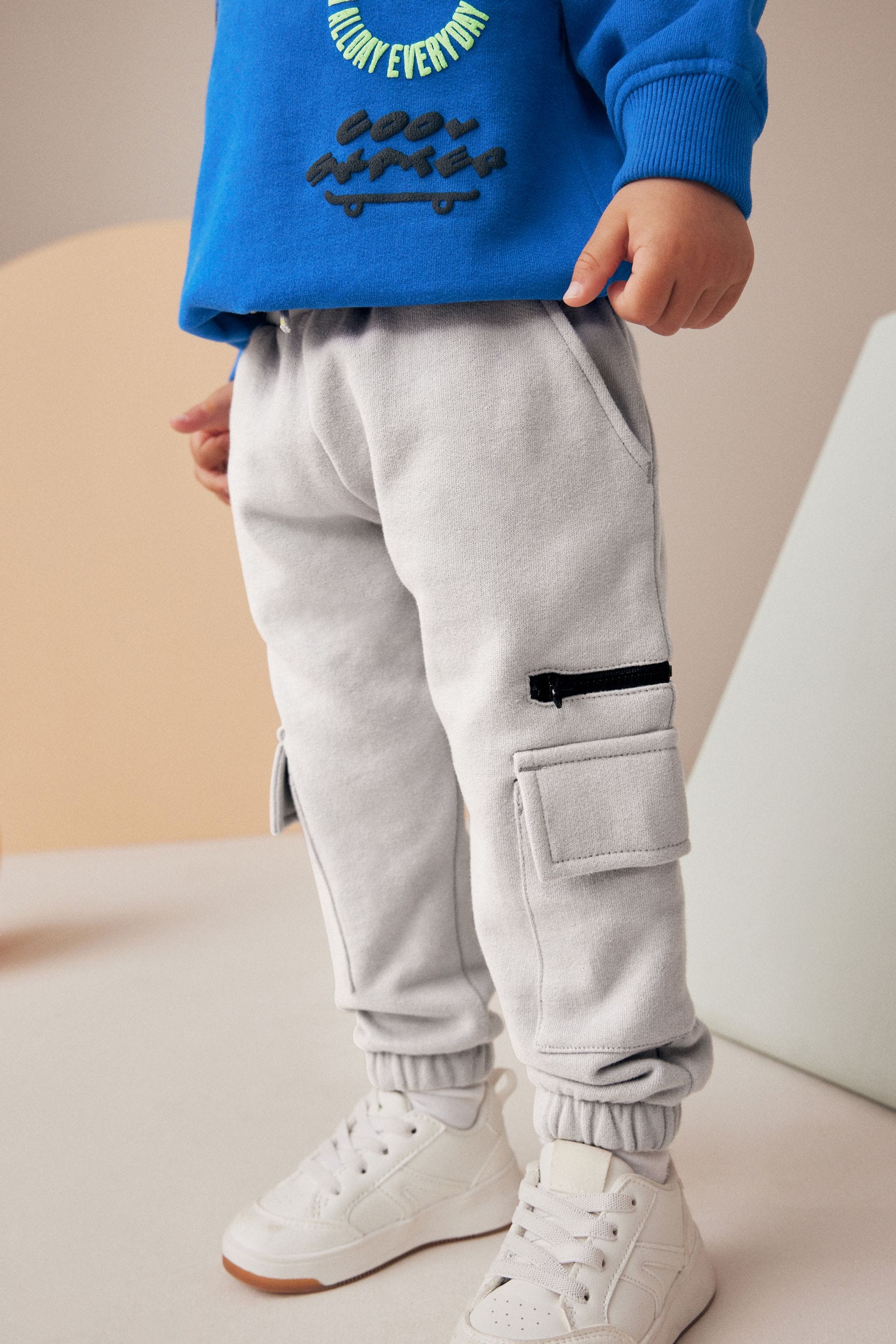 Cobalt Blue Monkey Placement Sweatshirt and Utility Joggers Set (3mths-7yrs)