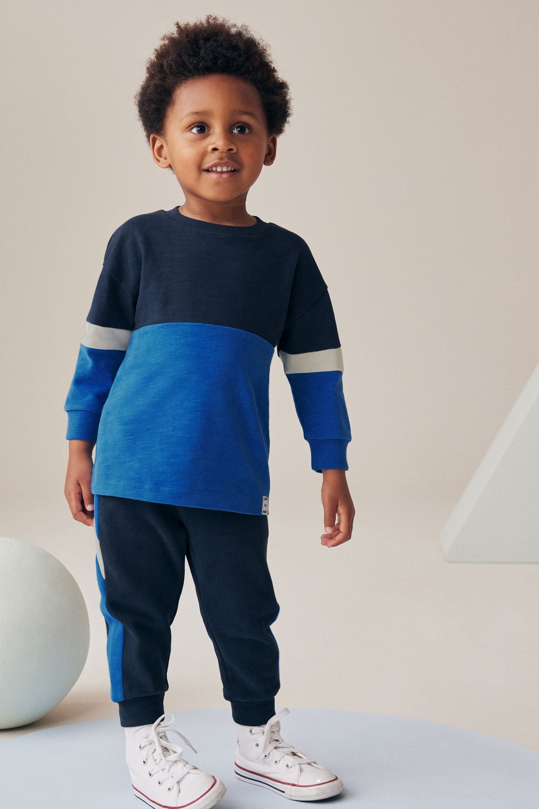 Blue Long Sleeve Soft Touch T-Shirt and Joggers Set (3mths-7yrs)