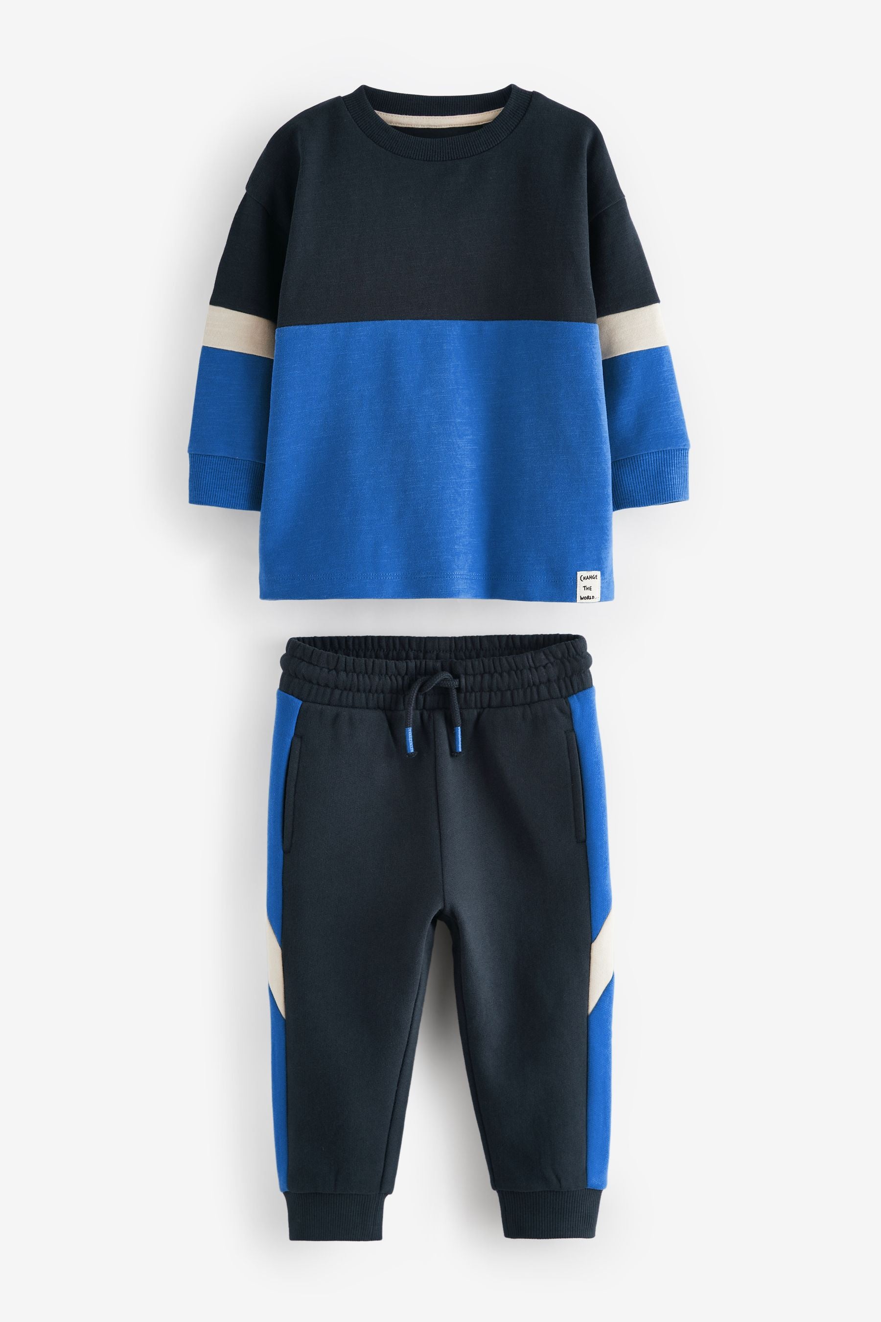 Blue Long Sleeve Soft Touch T-Shirt and Joggers Set (3mths-7yrs)