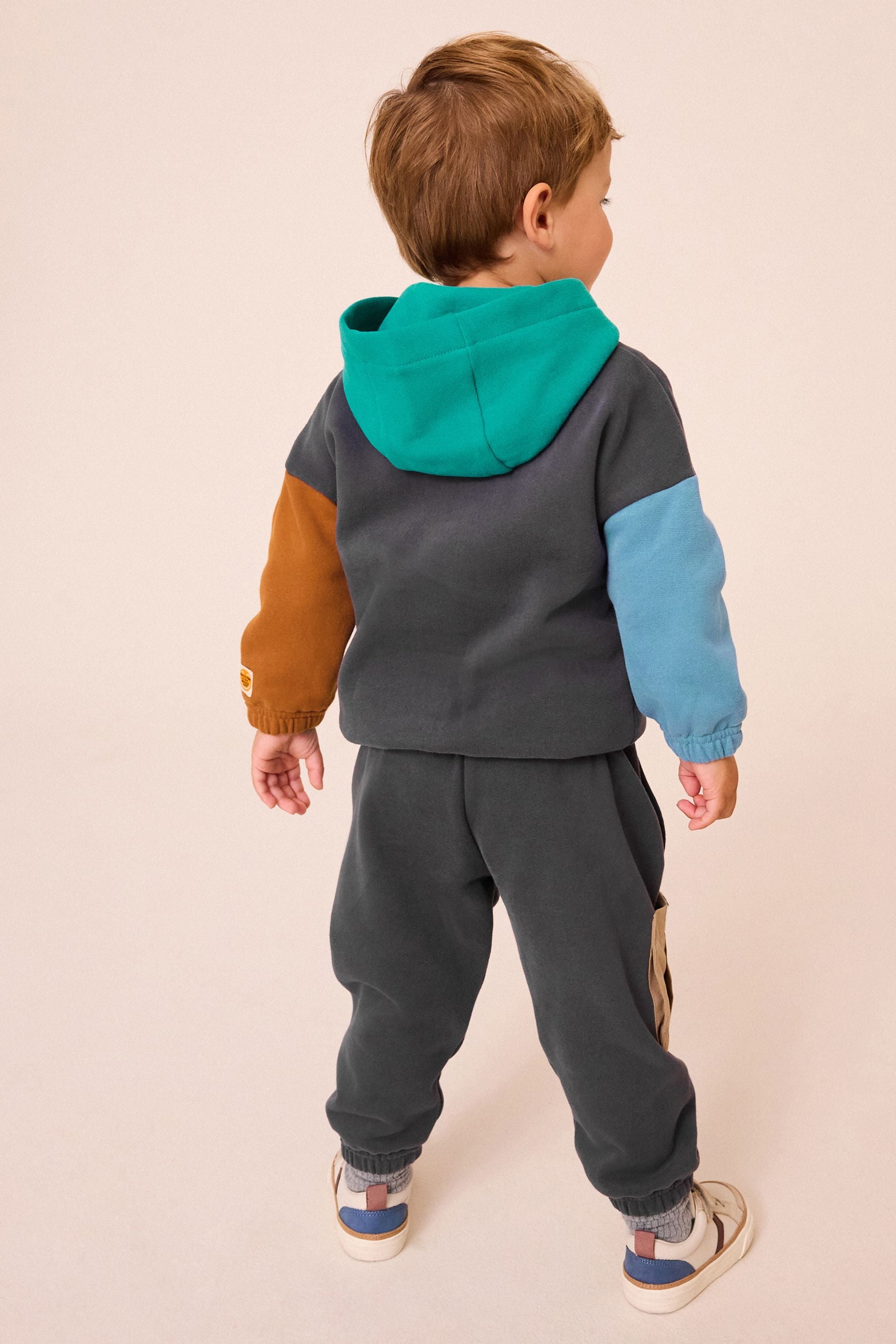 Rust Brown Colourblock Hoodie and Joggers Set (3mths-7yrs)