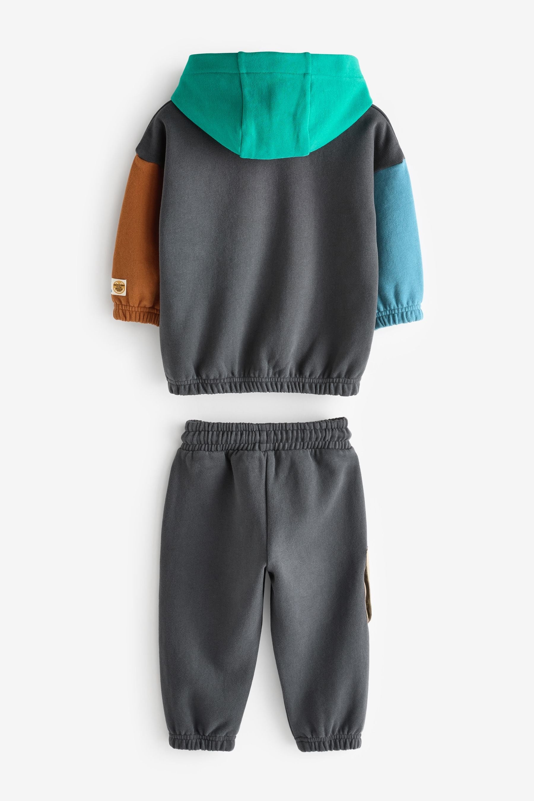 Rust Brown Colourblock Hoodie and Joggers Set (3mths-7yrs)