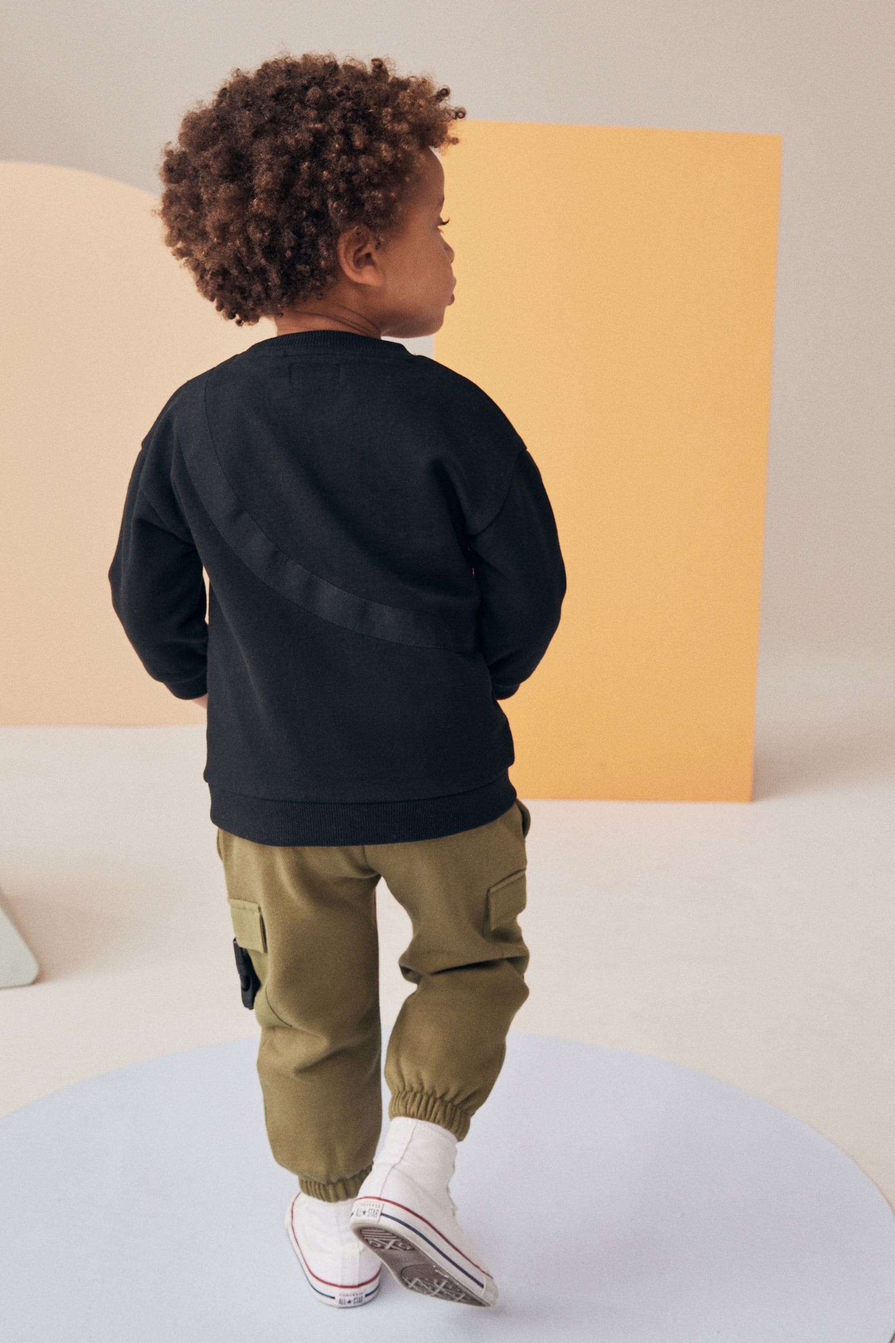 Black/Green Utility Bumbag Crew Neck 100% Cotton Sweatshirt and Joggers Set (3mths-7yrs)