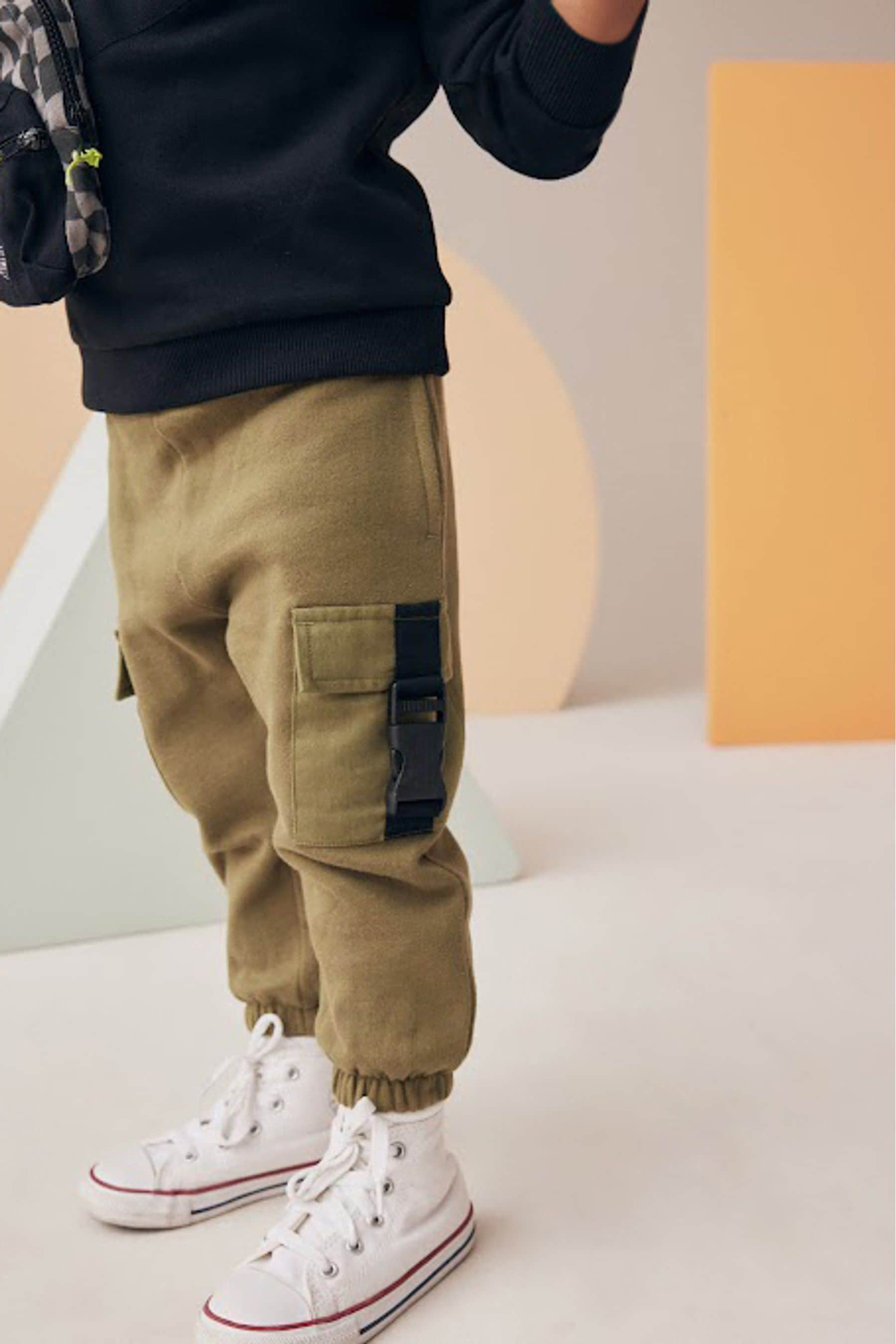 Black/Green Utility Bumbag Crew Neck 100% Cotton Sweatshirt and Joggers Set (3mths-7yrs)