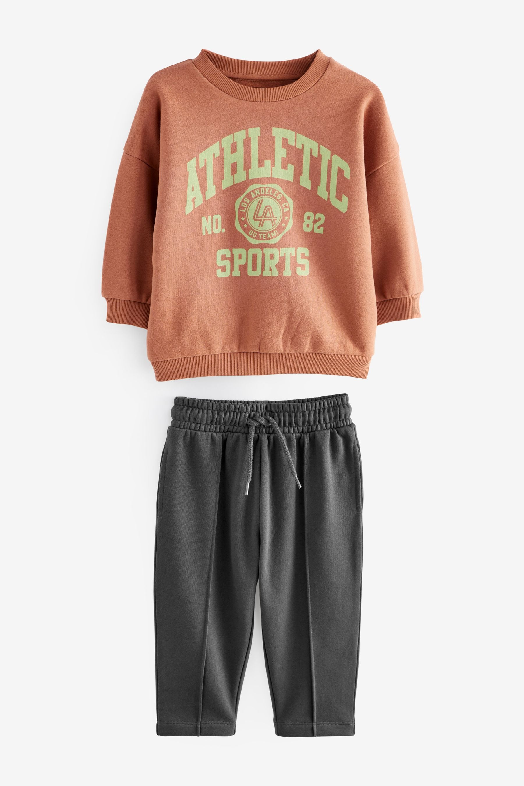 Rust Brown Varsity Sweatshirt and Jogger Set (3mths-7yrs)