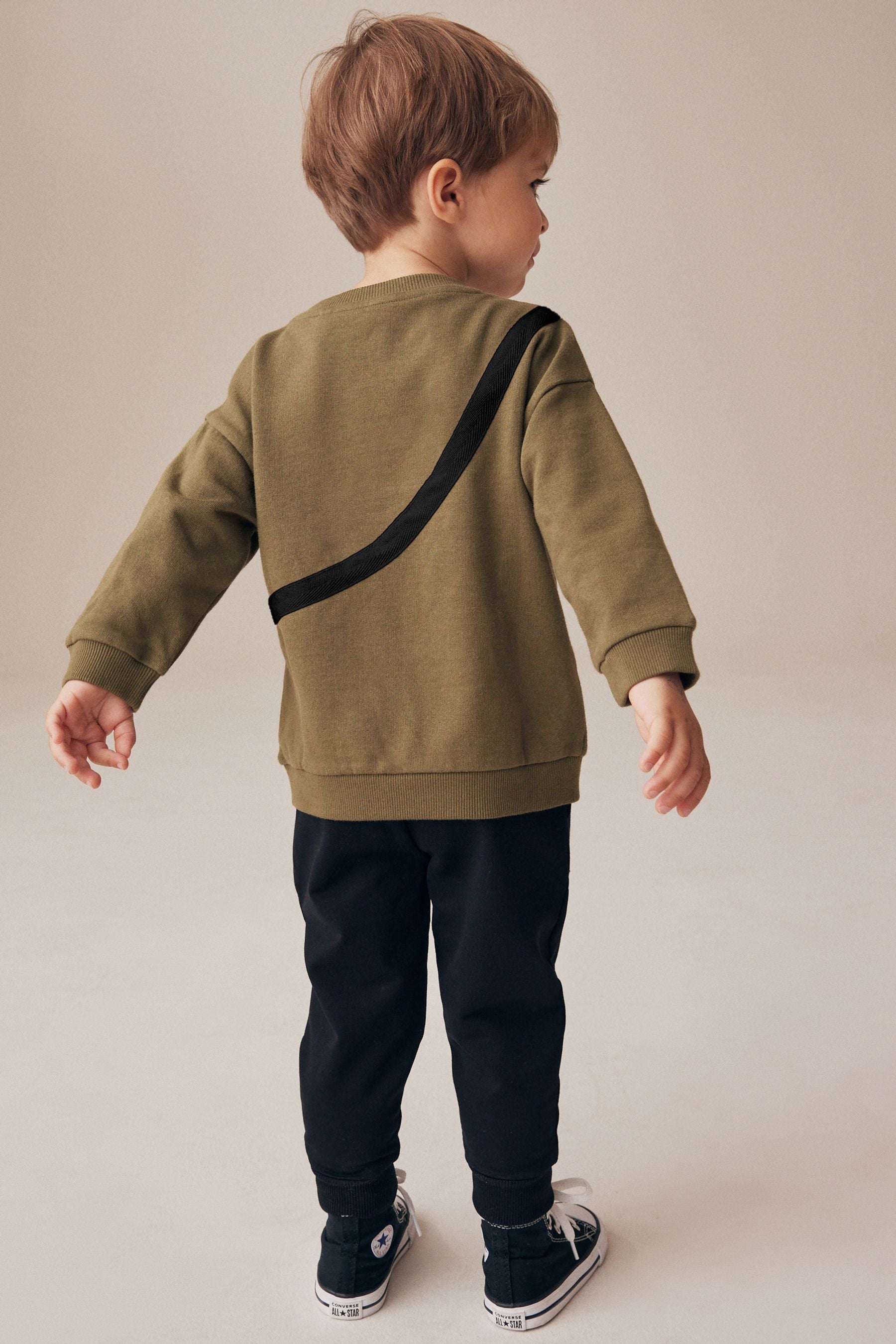 Khaki Green Panda Utility Bumbag Crew Neck Sweatshirt and Joggers Set (3mths-7yrs)