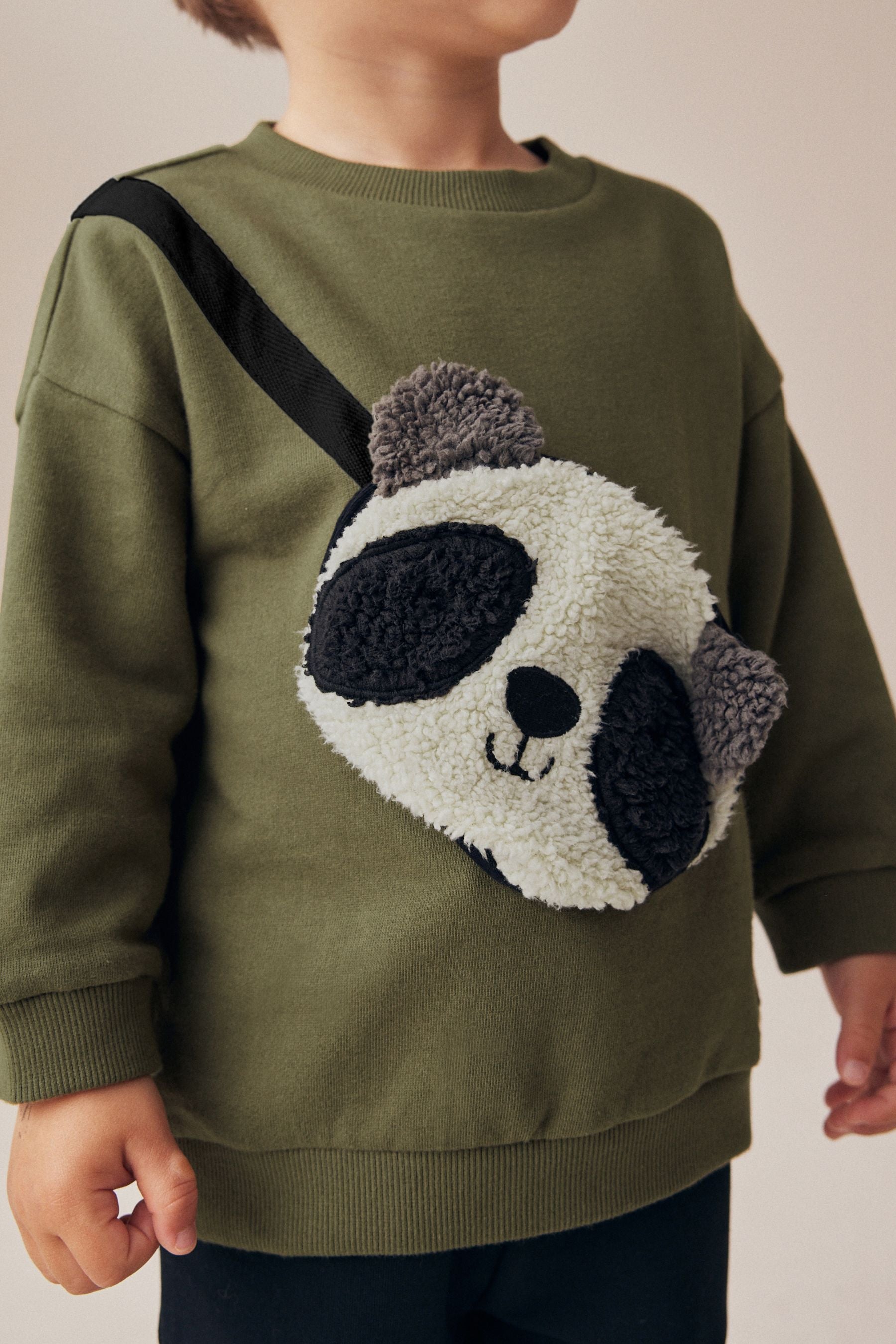 Khaki Green Panda Utility Bumbag Crew Neck Sweatshirt and Joggers Set (3mths-7yrs)