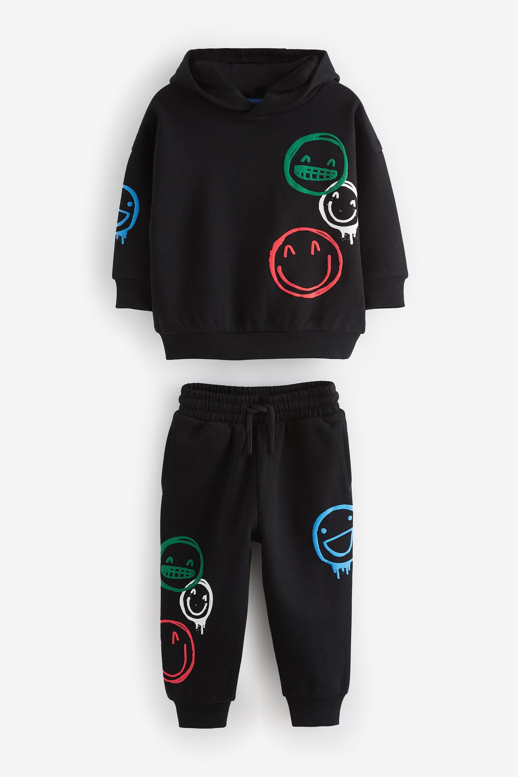 Black Graffitti All-Over Printed Hoodie and Joggers Set (3mths-7yrs)