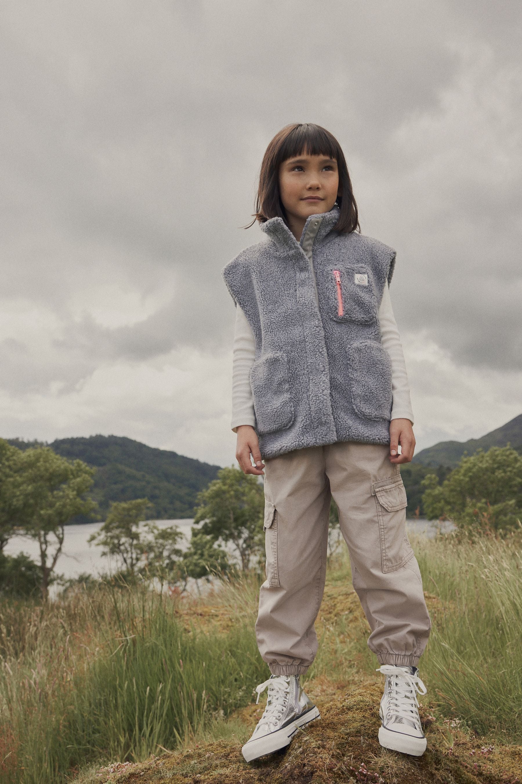 Charcoal Grey Borg Gilet (3-16yrs)