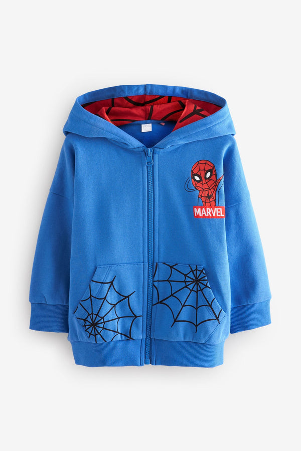 Blue/Red Spider-Man Zip Through 100% Cotton Hoodie (3mths-8yrs)