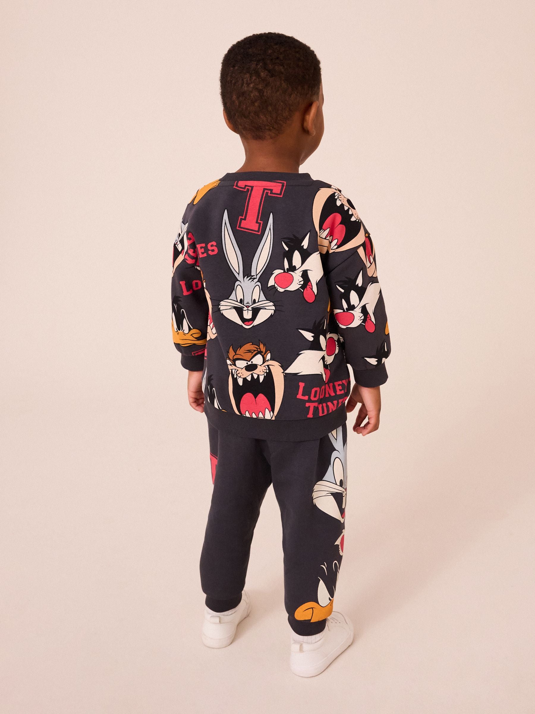 Charcoal Grey Looney Tunes Crew Neck Sweatshirt and Joggers Set (3mths-8yrs)