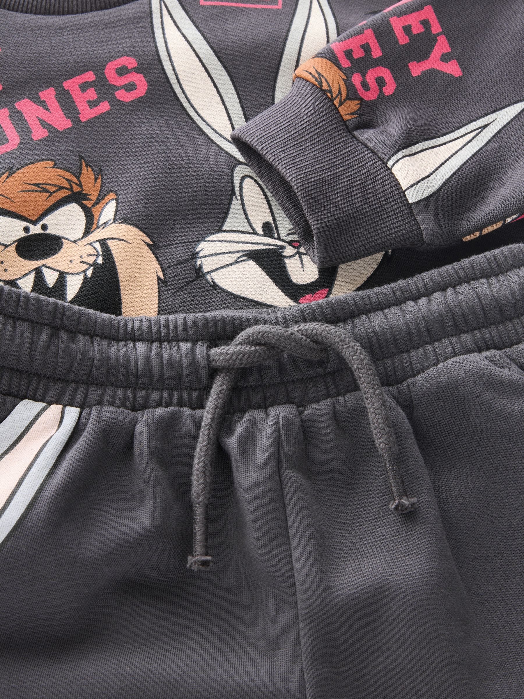 Charcoal Grey Looney Tunes Crew Neck Sweatshirt and Joggers Set (3mths-8yrs)