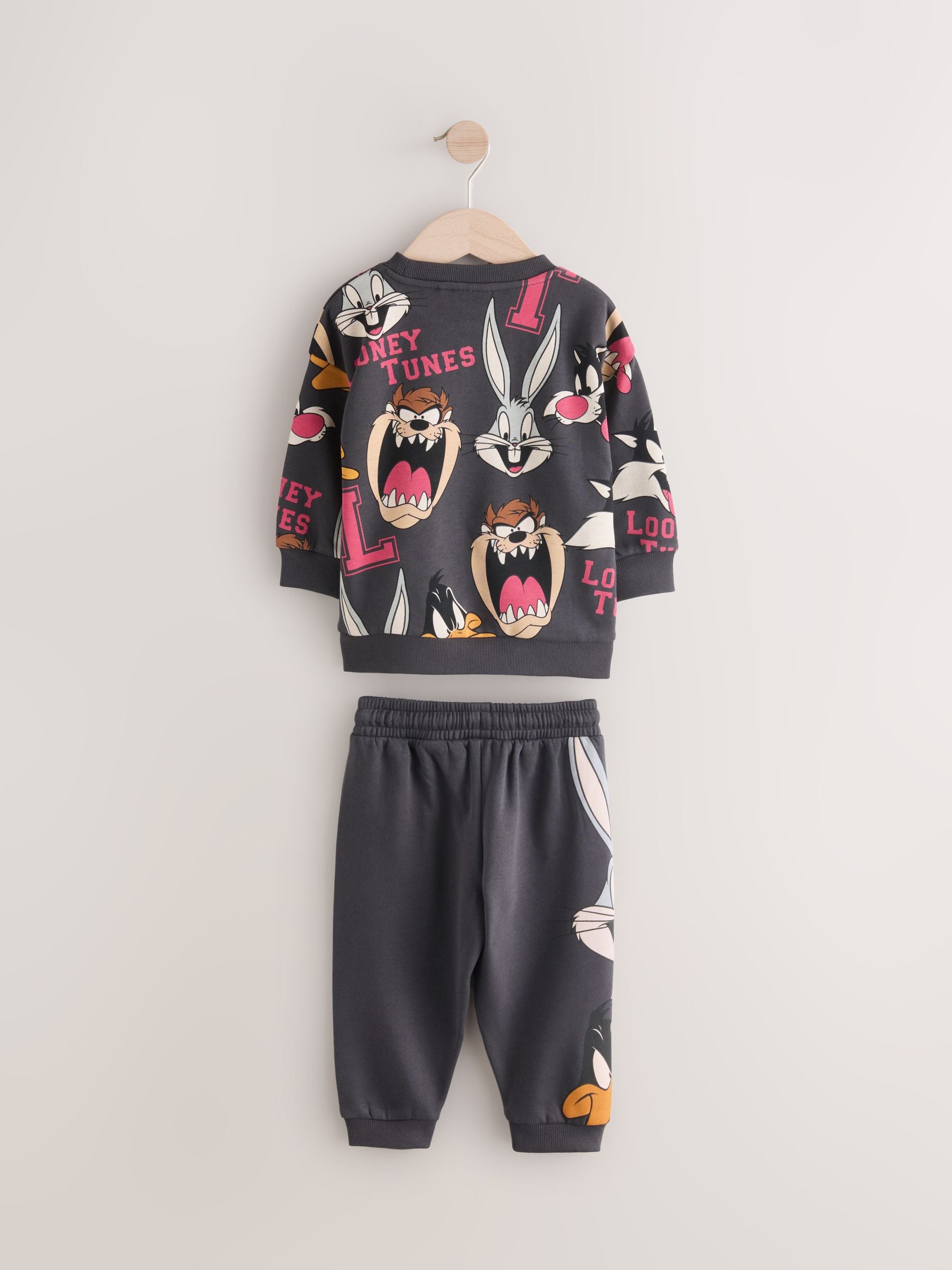 Charcoal Grey Looney Tunes Crew Neck Sweatshirt and Joggers Set (3mths-8yrs)