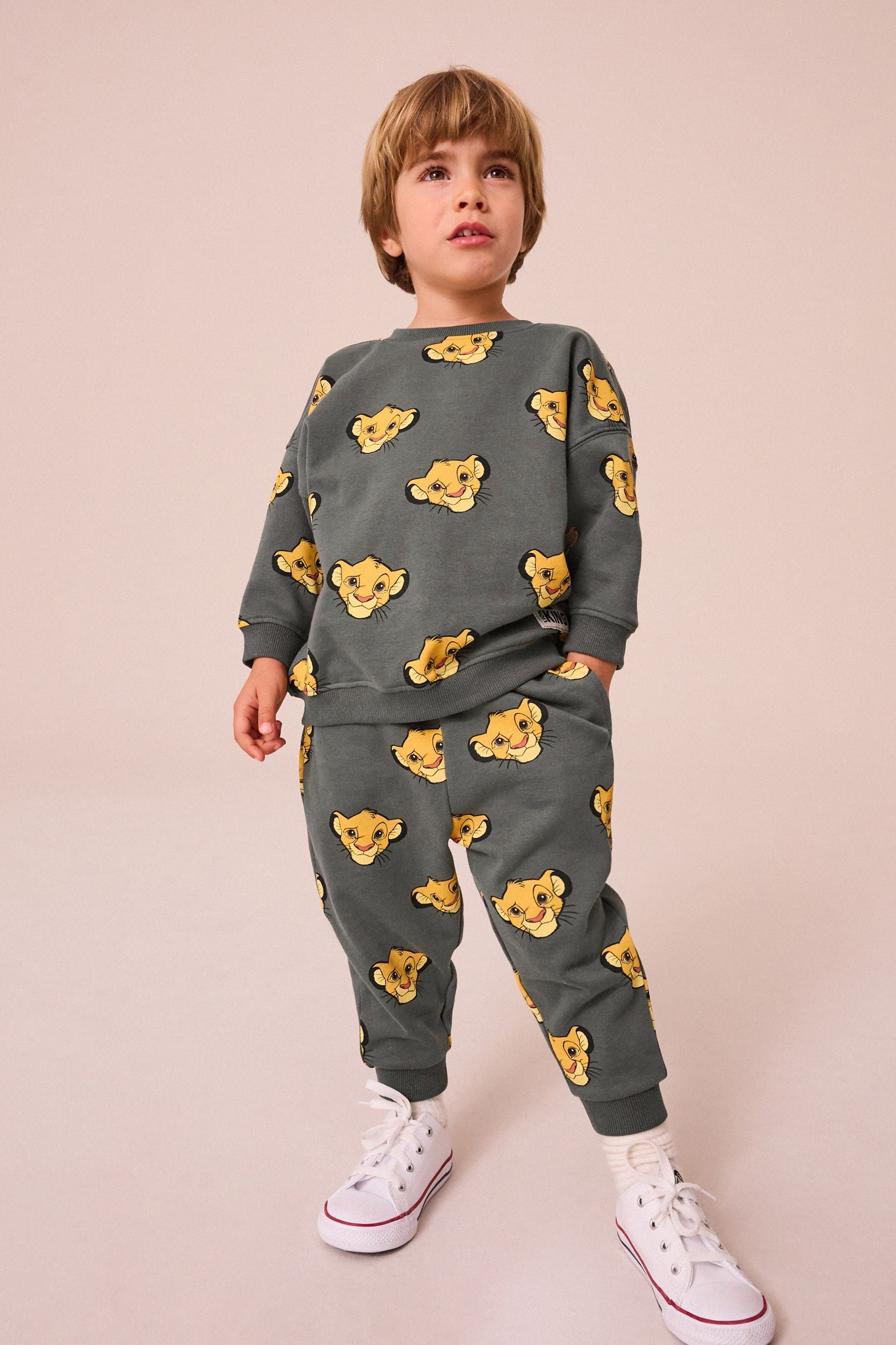 Charcoal Grey Lion King 100% Cotton Sweatshirt and Joggers Set (6mths-8yrs)