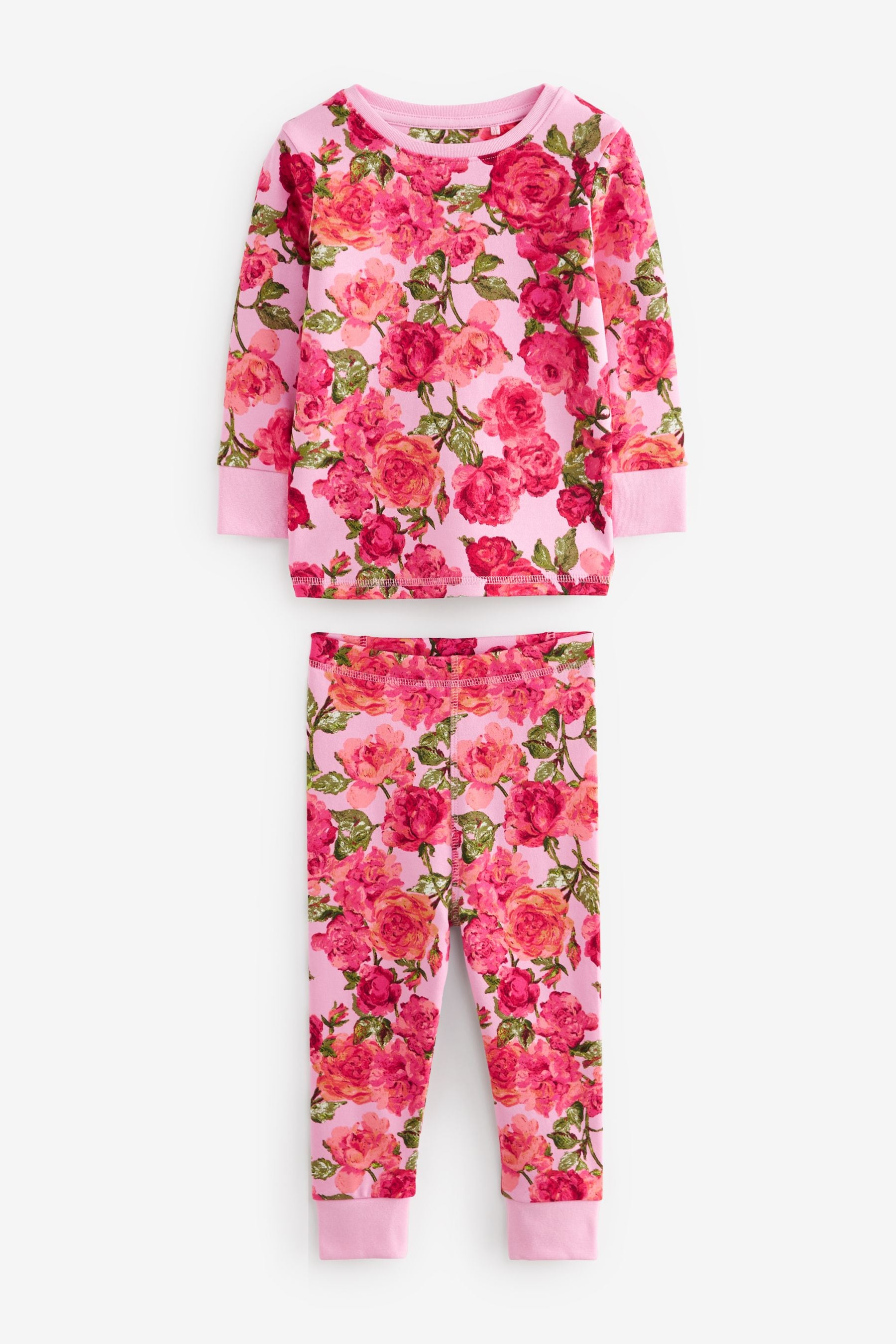 Pink/Black Floral Pyjamas 3 Pack (9mths-16yrs)