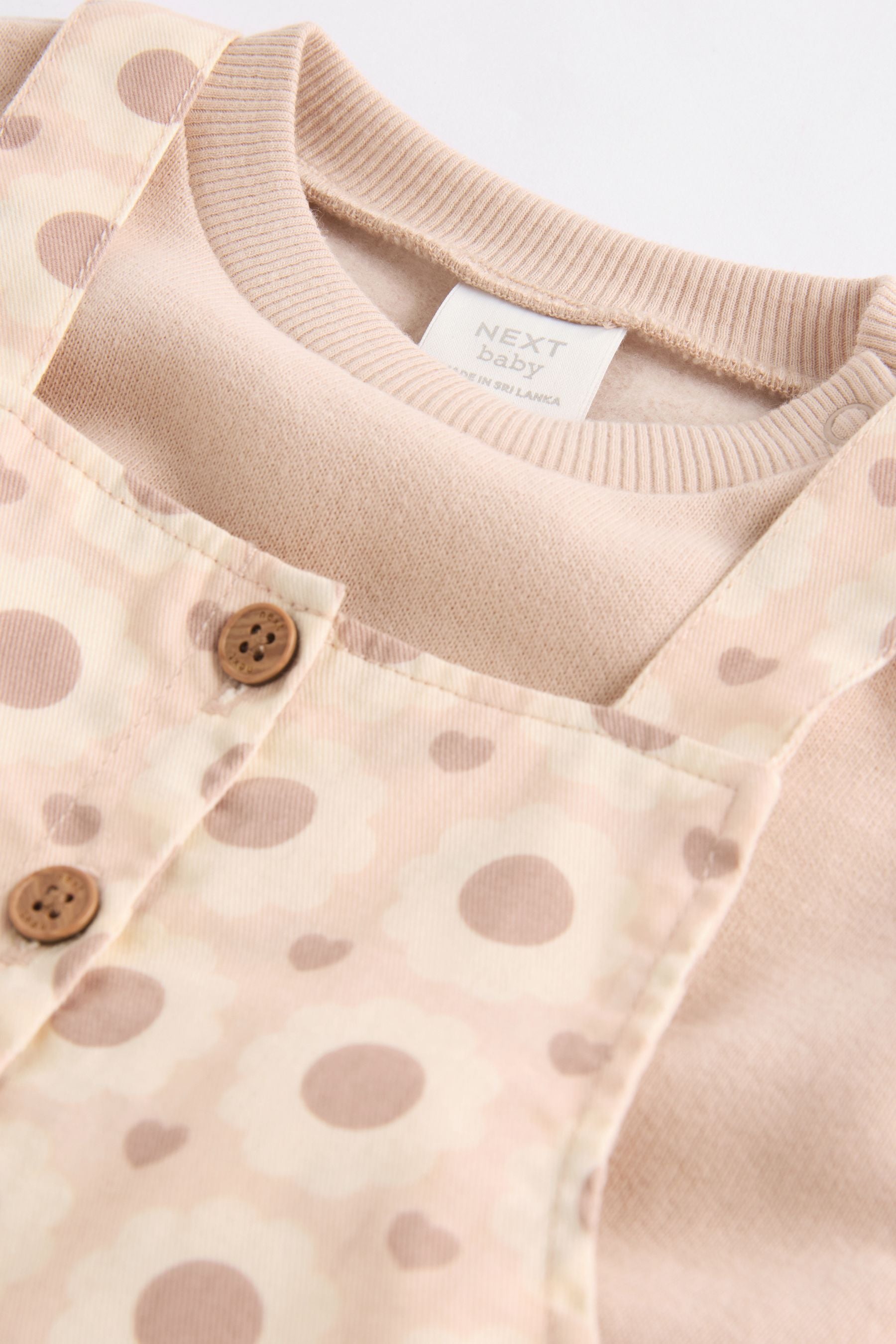 Tan Brown/Cream Floral Baby Dungarees and Bodysuit Set (0mths-3yrs)