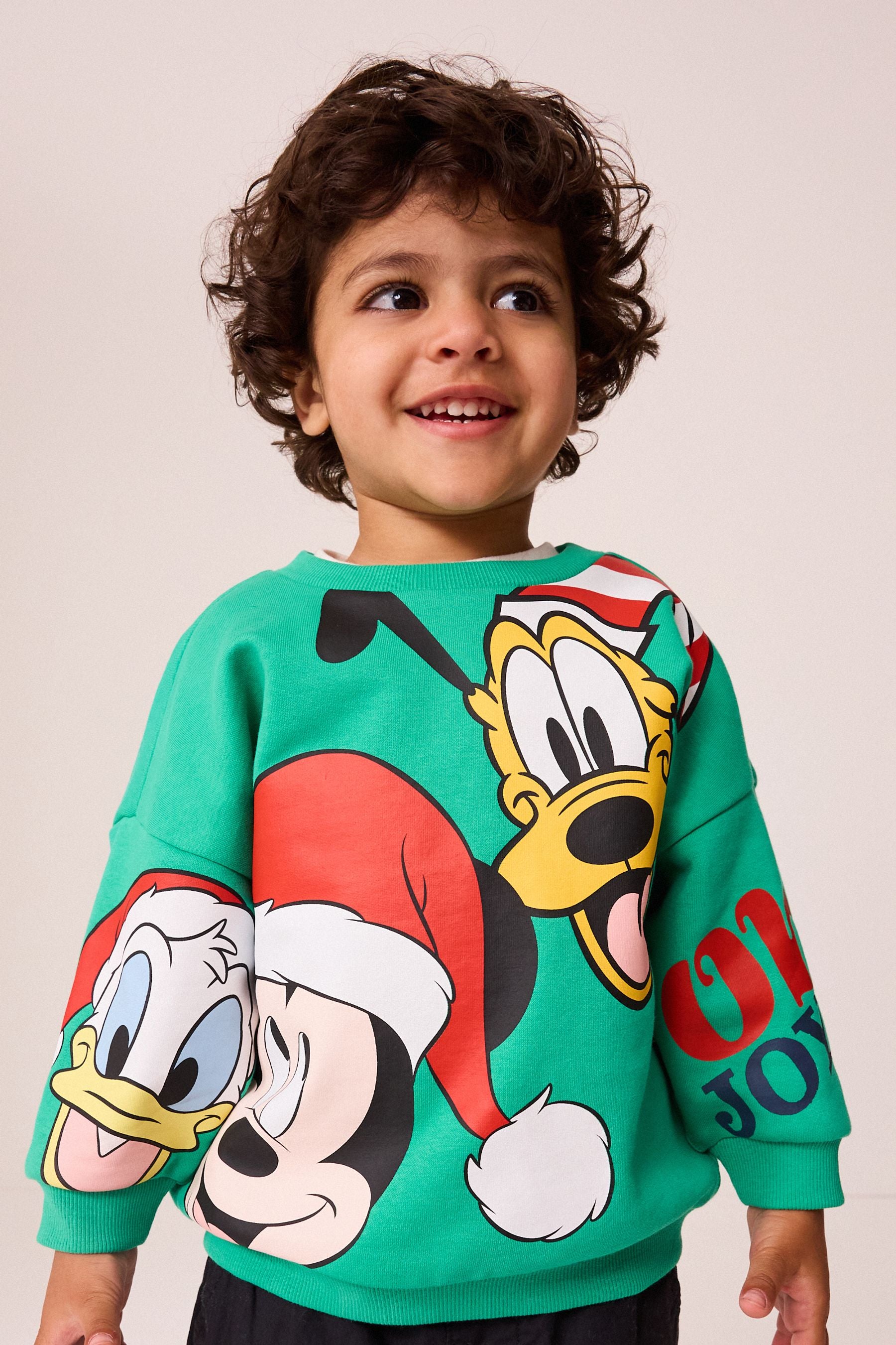 Green Christmas Mickey Mouse Crew Neck 100% Cotton Sweatshirt (3mths-8yrs)