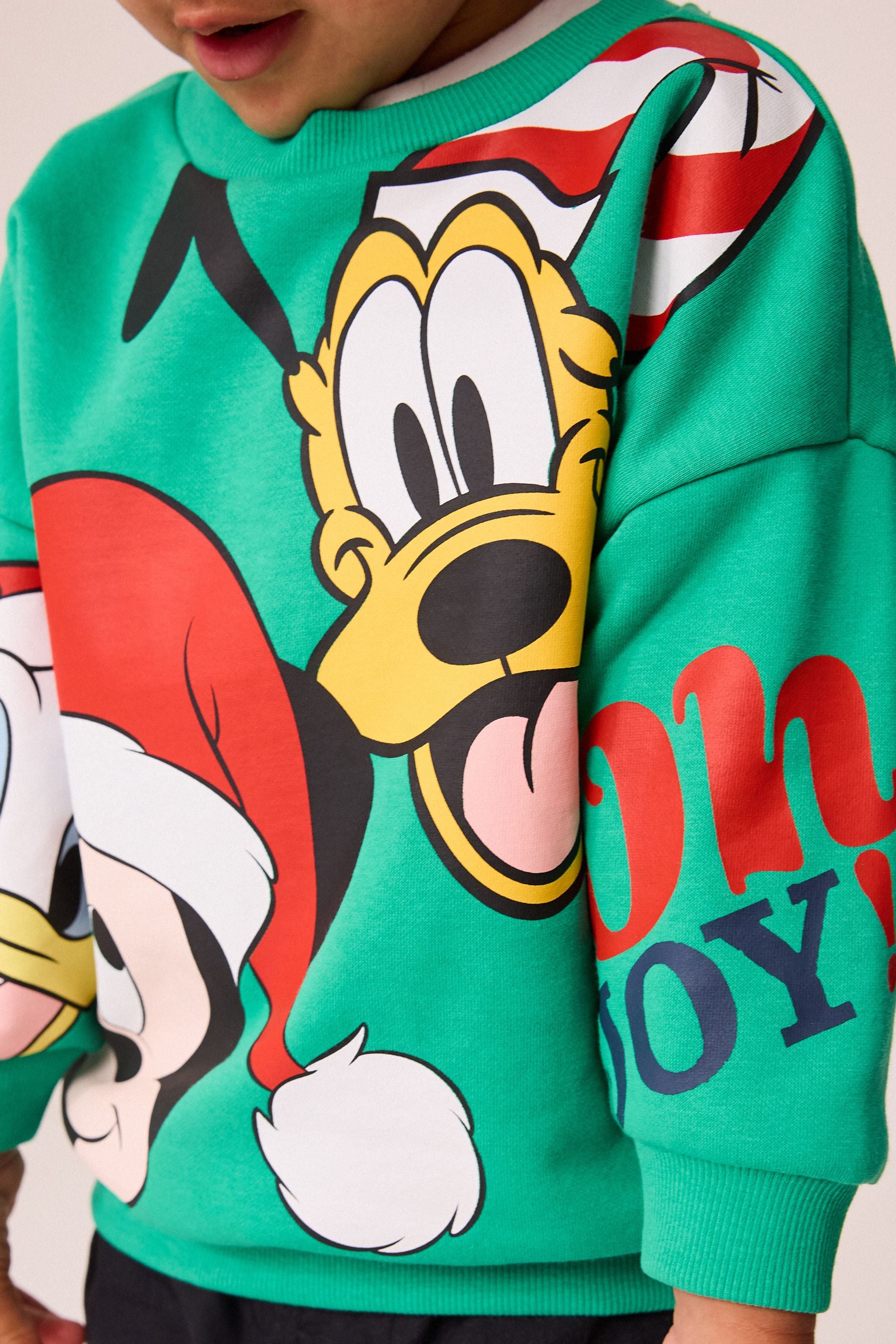 Green Christmas Mickey Mouse Crew Neck 100% Cotton Sweatshirt (3mths-8yrs)